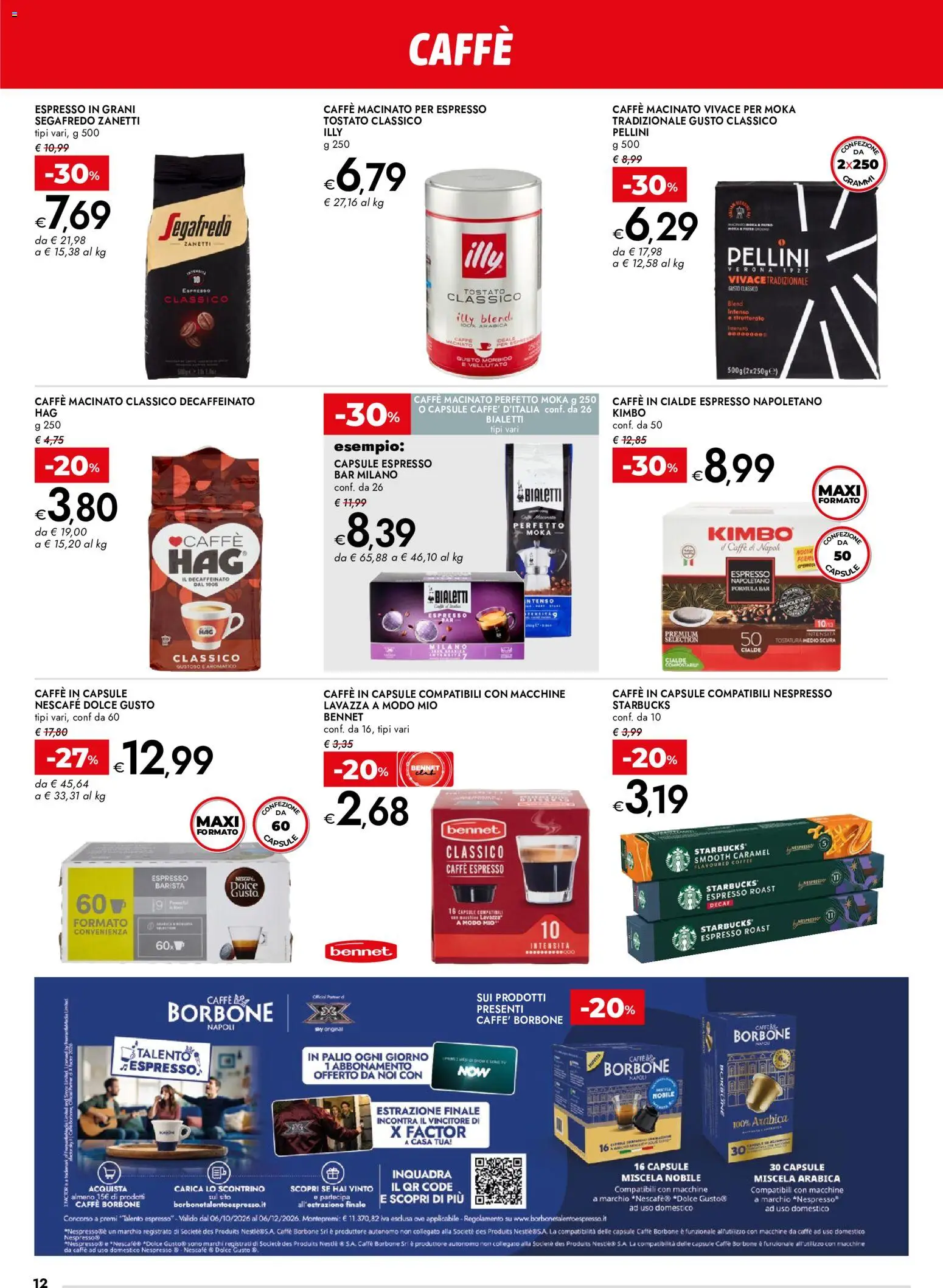 Anteprima dell'opuscolo bennet volantino Cioccolato che bontà dal negozio bennet valido da 29/10/2026 - Lavazza, Caffè in cialde, Borbone, Caffe in capsule, Nescafé, Kimbo, Segafredo, Caffè macinato