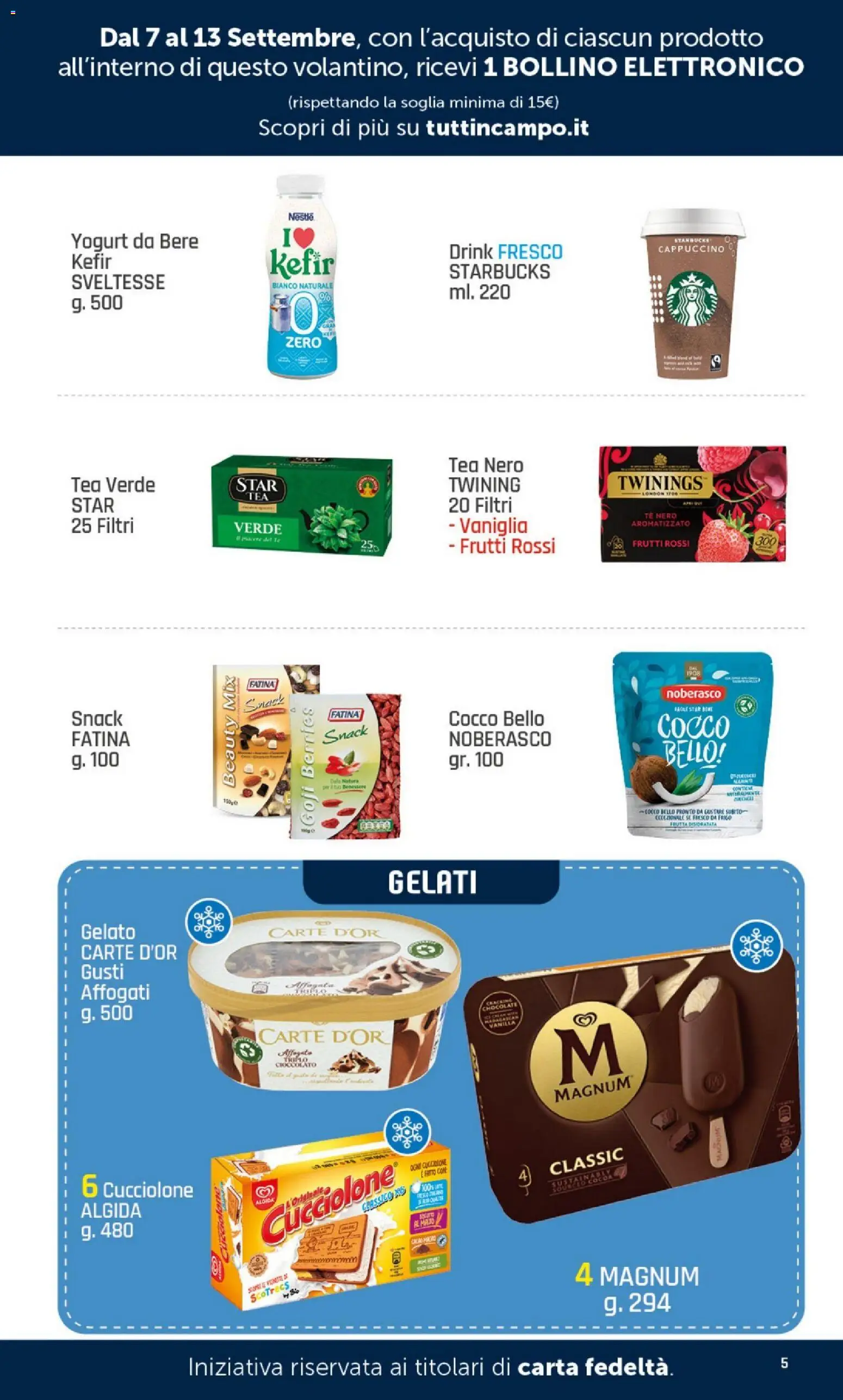 Anteprima dell'opuscolo DOK volantino Grande Raccolta Fila dal negozio DOK valido da 07/09/2026 - Gelato, Cioccolato, Cappuccino, Yogurt, Magnum, Vaniglia, Tè, Tè nero