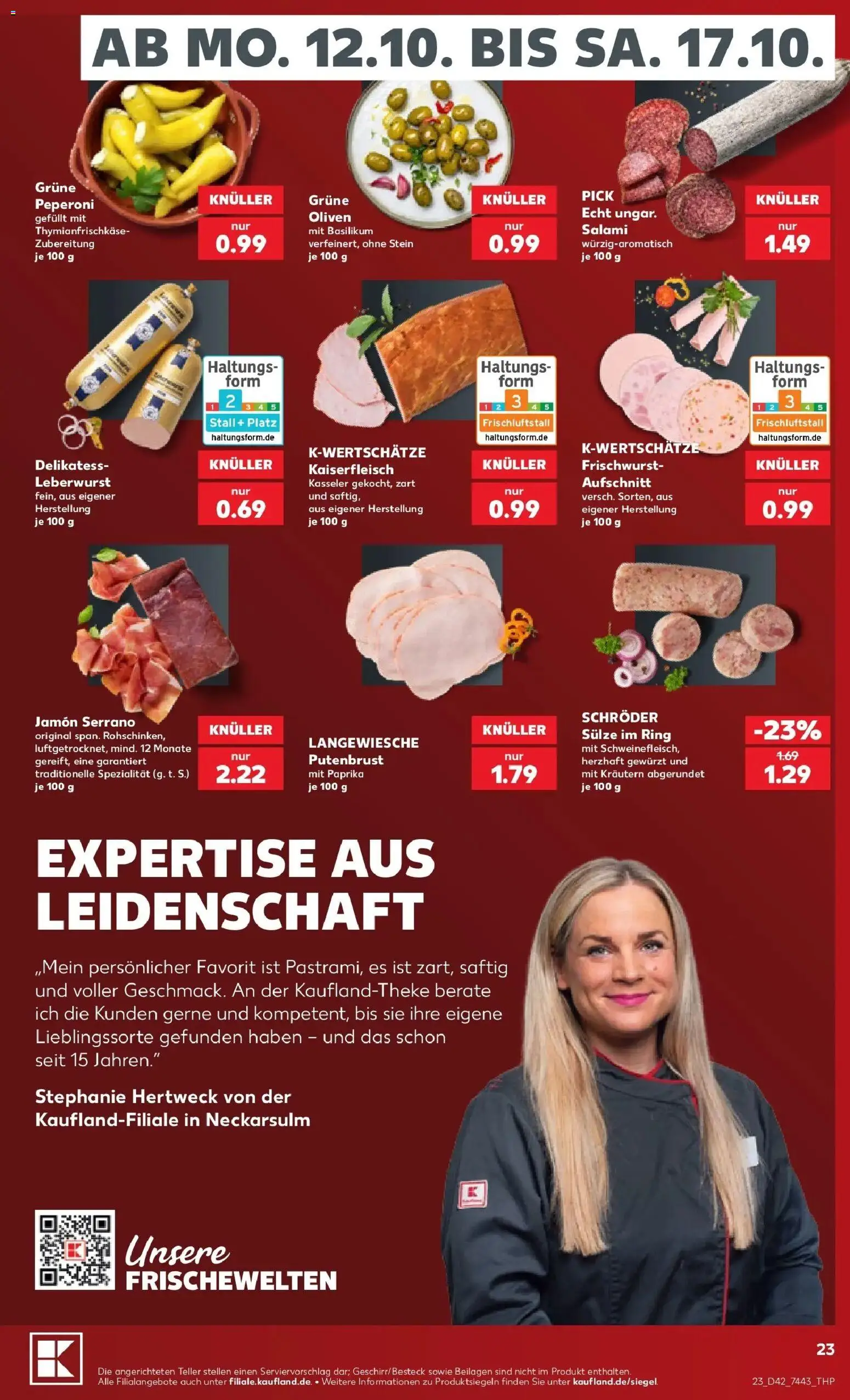 Vorschau von dem Prospekt des Geschäftes Kaufland, gültig ab dem 12.10.2026 - Paprika, Salami, Putenbrust, Beilagen