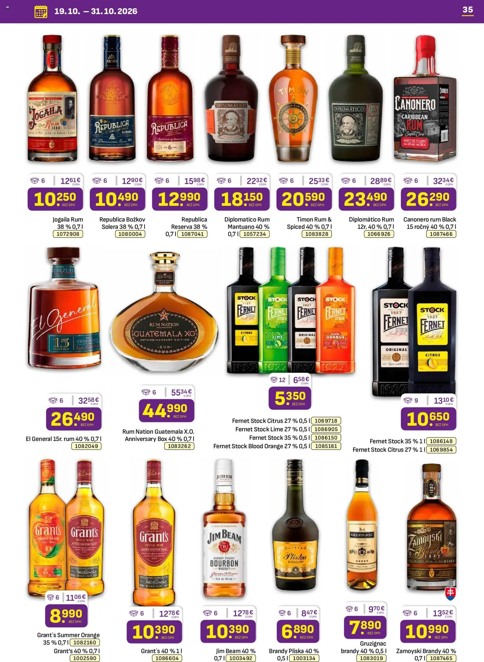 Náhľad Libex letáku platného od 19.10.2026 - Rum, Diplomatico, Jim Beam, Bourbon, Brandy, Fernet, Božkov, Republica