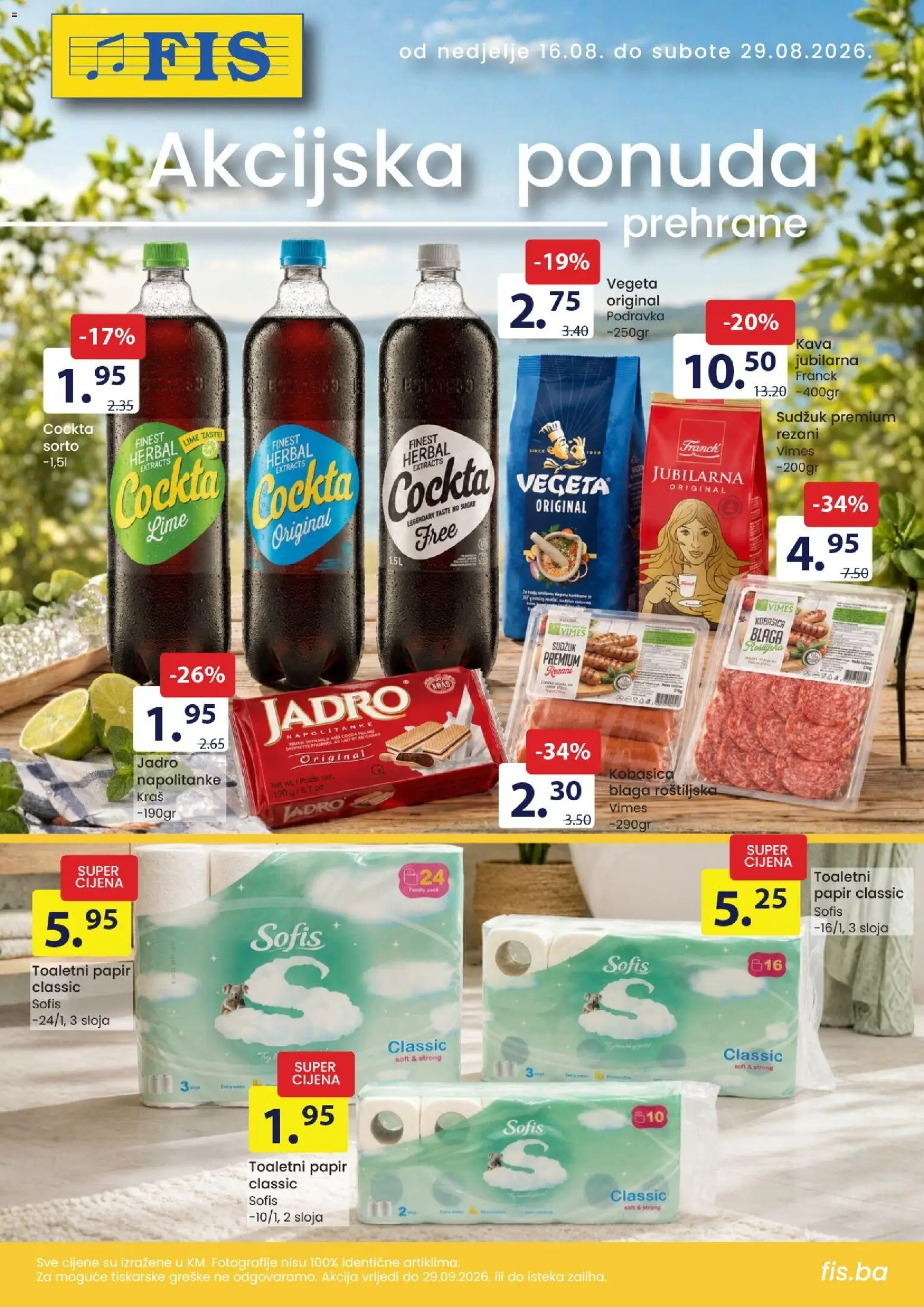 Pregled letka FIS Akcija prehrane trgovine FIS vrijedi od 16.08.2026