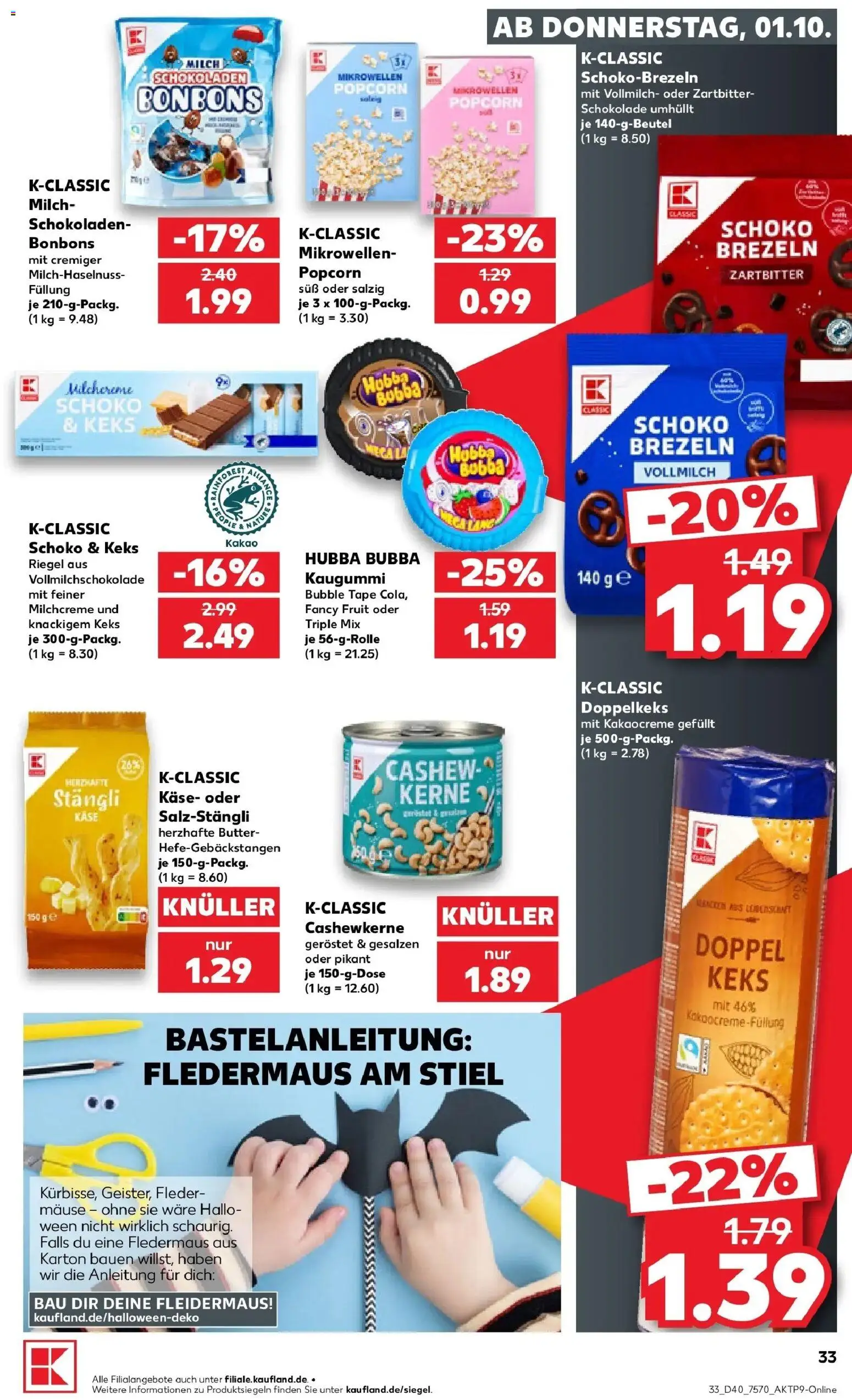 Vorschau von dem Prospekt des Geschäftes Kaufland, gültig ab dem 01.10.2026 - Butter, Käse, Schokolade, Milch, Popcorn, Kaugummi