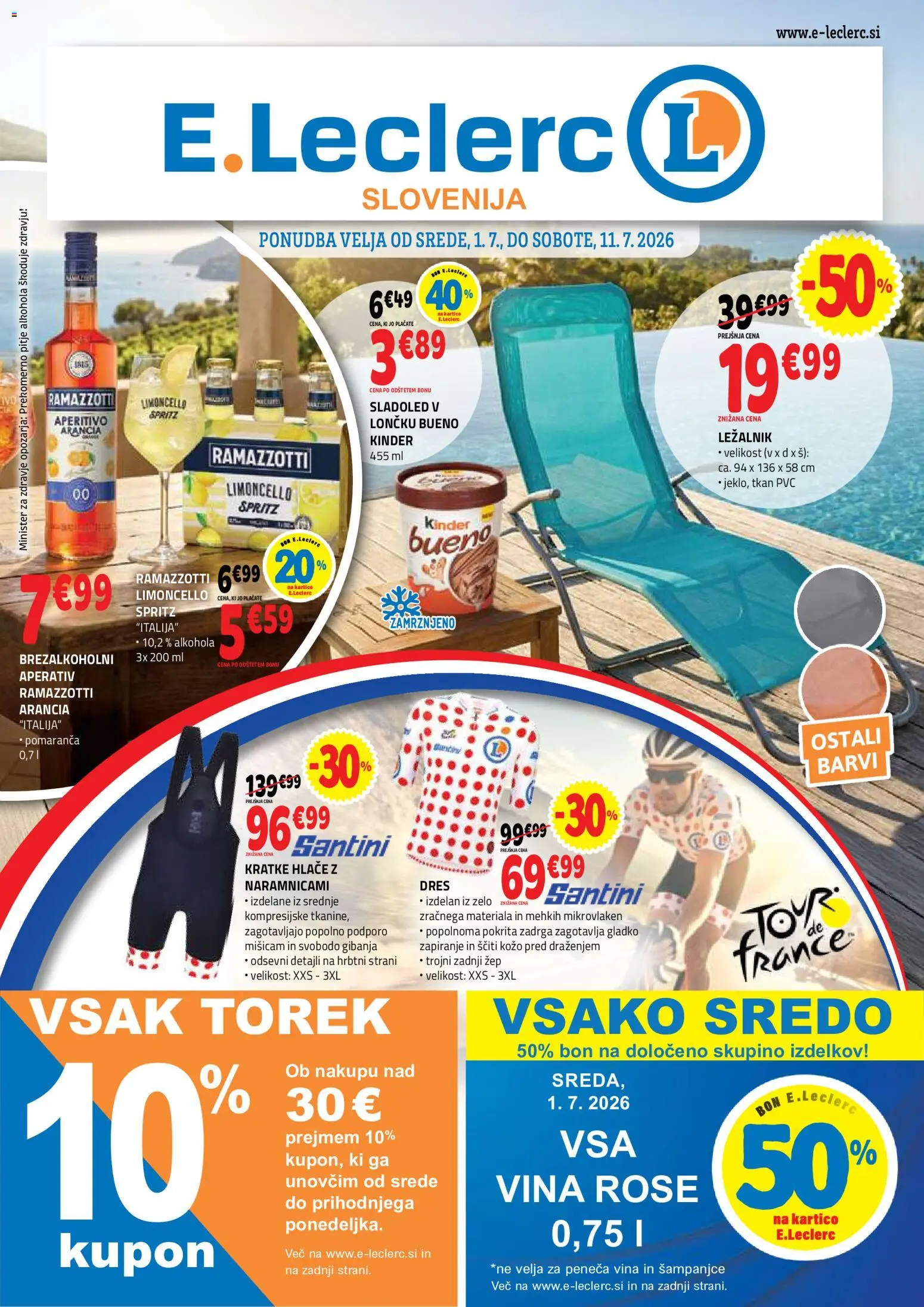 Predogled kataloga iz trgovine E.leclerc veljaven od 01.07.2026 - Sladoled, Ležalnik, Hlace, Kratke hlace