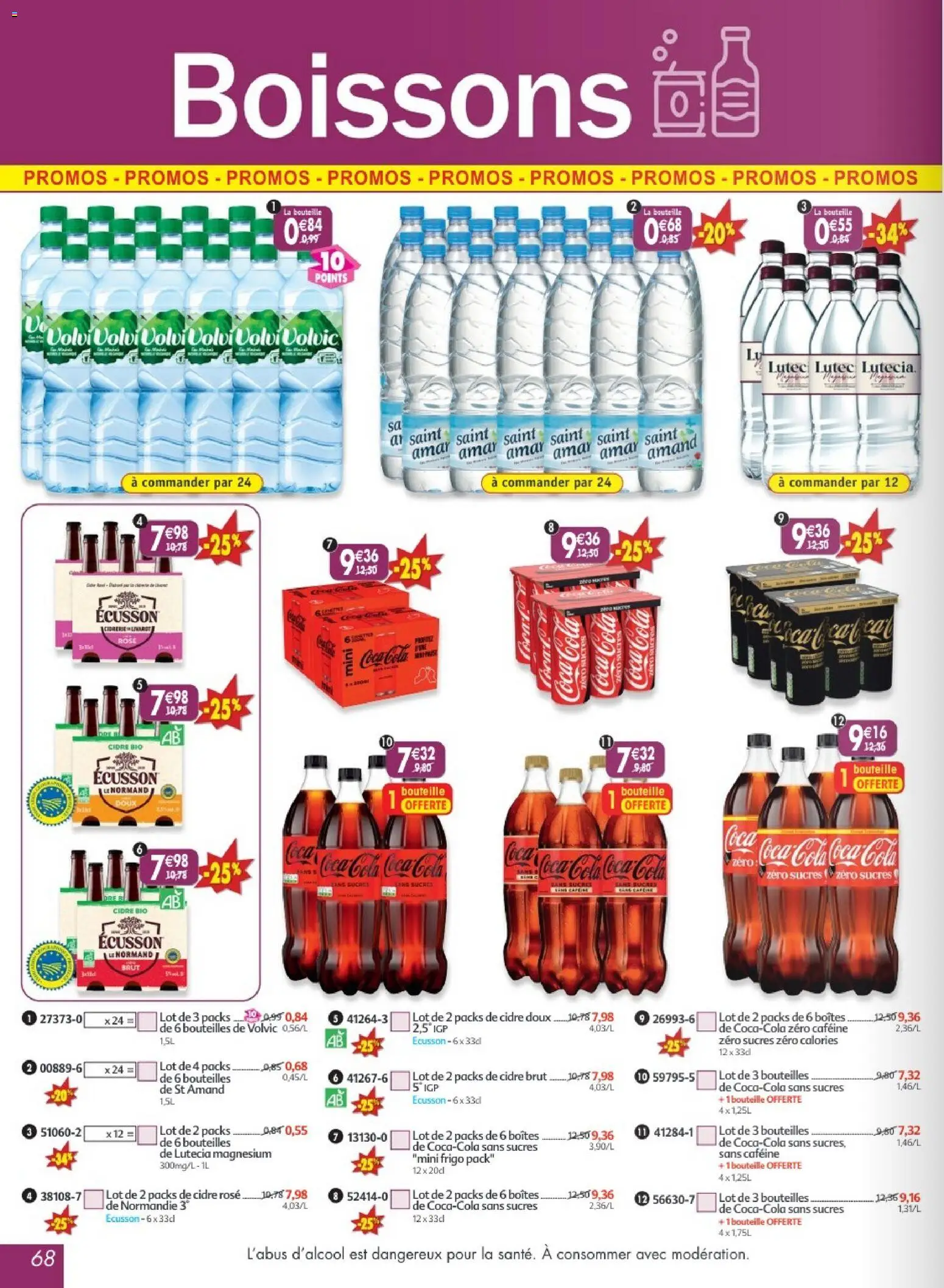 Prévisualisation de Maximo catalogue epicerie du magasin Maximo formulaire valide 24/08/2026 - Frigo, Volvic, Cidre, Coca, Bouteille, Boissons, Cidre rosé, Coca Cola Zero