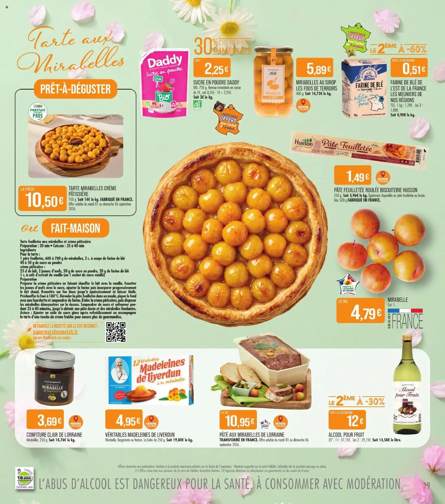Prévisualisation de Match Supermarché prospectus du magasin Match Supermarché formulaire valide 01/09/2026 - Glace, Tarte, Pâte feuilletée, Figurines, Blé, Sirop, Sucre vanillé, Ingrédients
