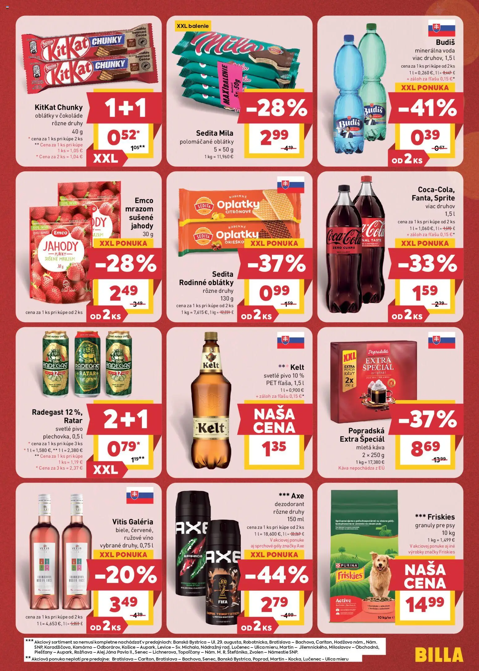 Náhľad Billa letáku platného od 14.10.2026 - Káva, Voda, Pivo, Víno, Jahody, Radegast, Mila, Cola