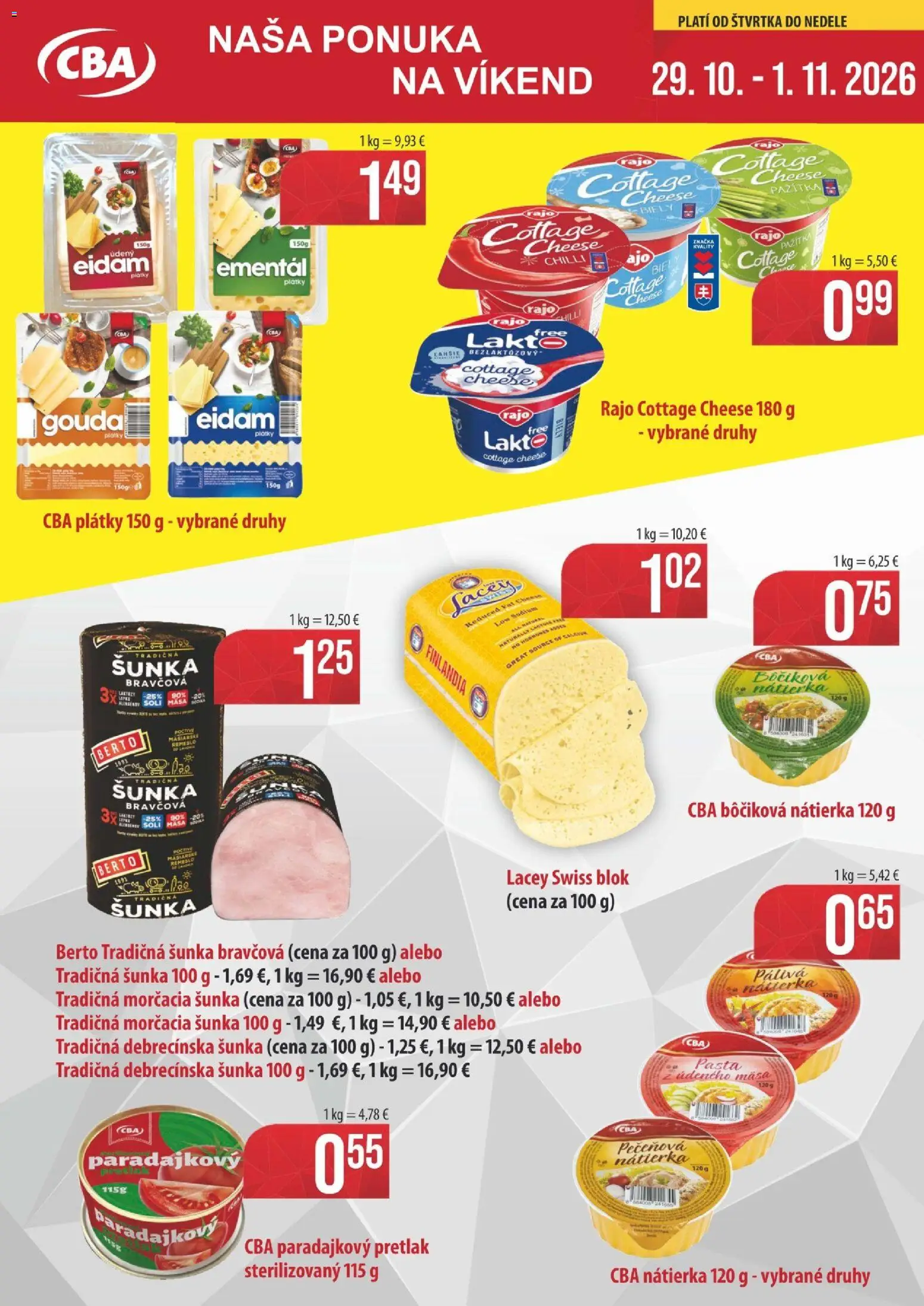 Náhľad Sintra letáku platného od 29.10.2026 - Pretlak, Chilli, Šunka, Finlandia, Nátierka, Gouda, Eidam, Pažítka