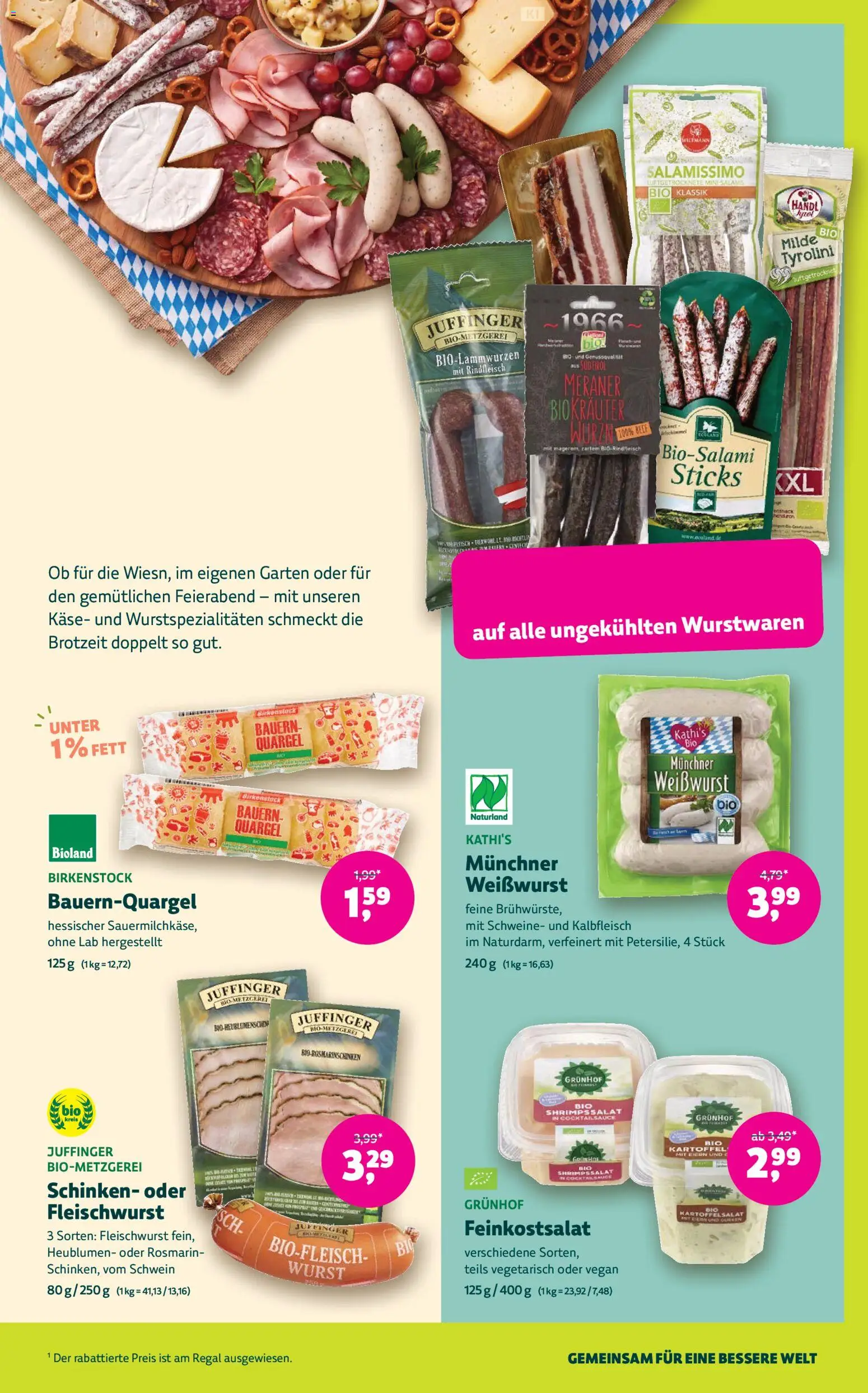 Vorschau von dem Prospekt des Geschäftes Denns BioMarkt, gültig ab dem 09.09.2026 - Käse, Wurst, Regal, Weißwurst, Schinken, Rindfleisch