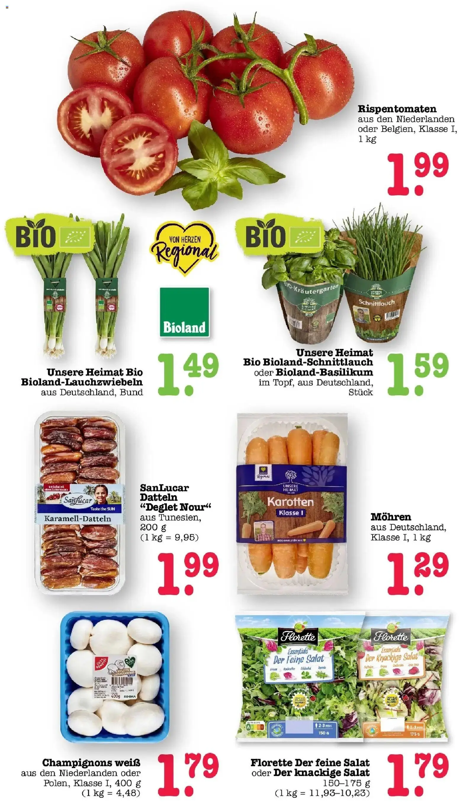 Vorschau von dem Prospekt des Geschäftes Edeka, gültig ab dem 26.10.2026 - Salat, Champignons, Mohren