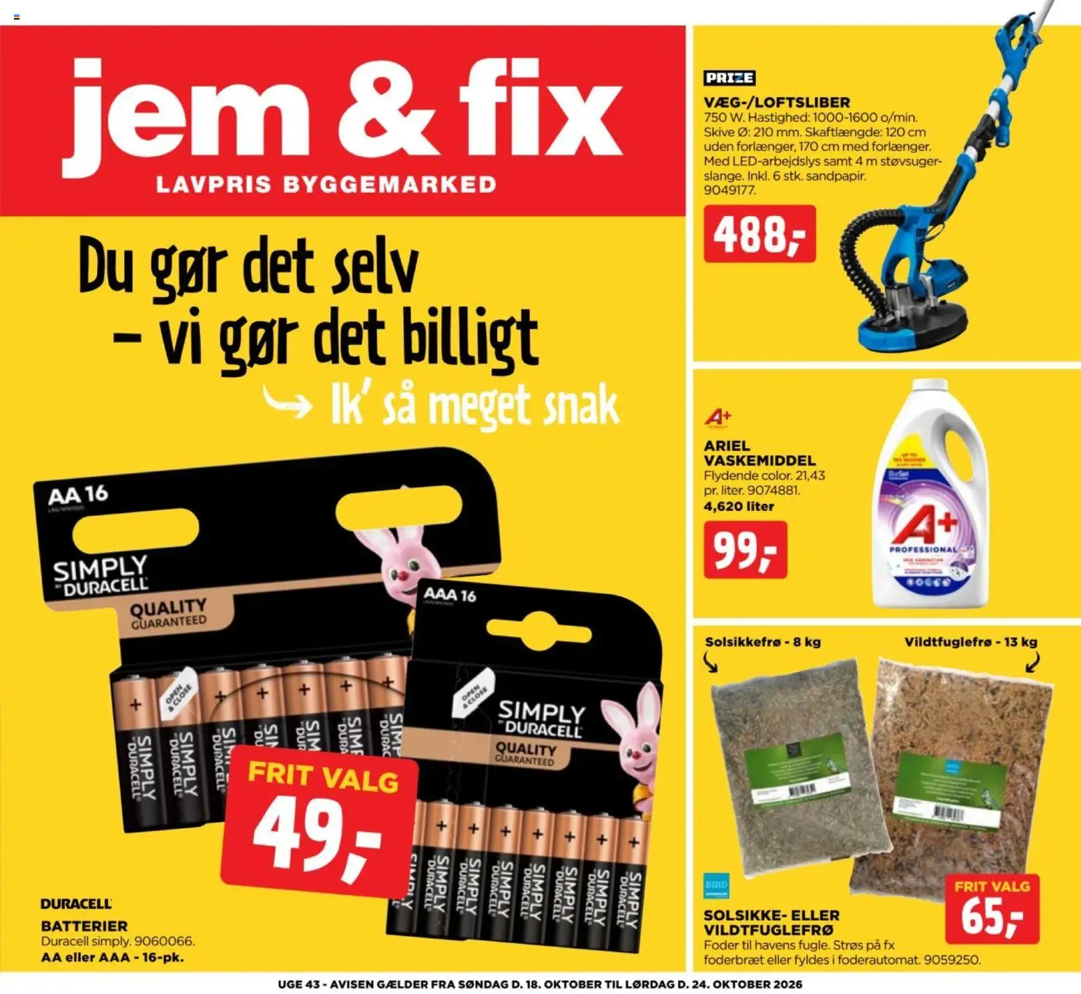 Eksempel på tilbudsavis Jem & fix - Tilbudsavis uge 43 fra butik Jem & fix gyldig fra 18/10/2026 - Støvsuger, Batterier
