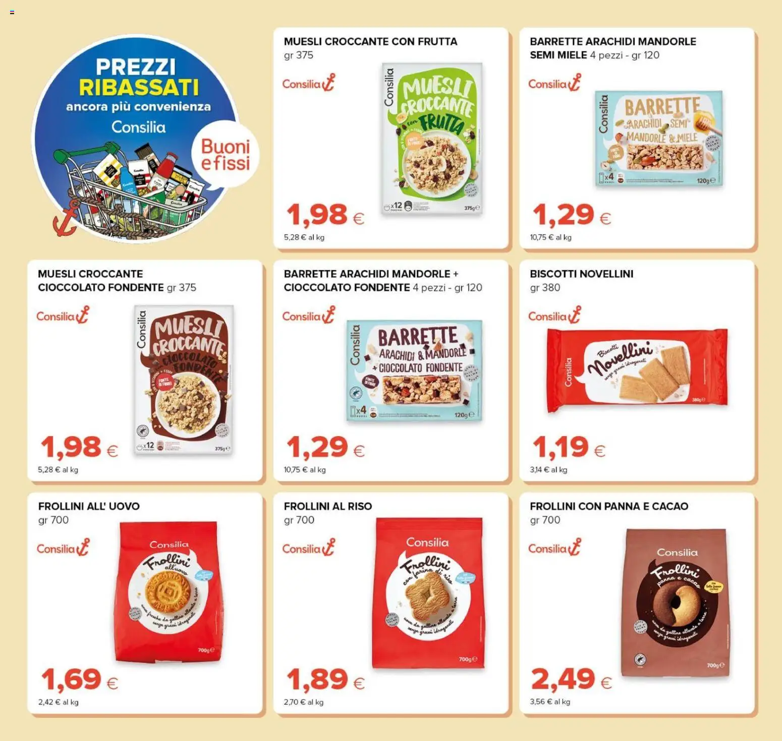 Anteprima dell'opuscolo Tigre volantino Prezzi Ribassati dal negozio Tigre valido da 21/10/2026 - Biscotti, Miele, Cioccolato, Riso, Muesli, Mandorle, Cacao, Frollini