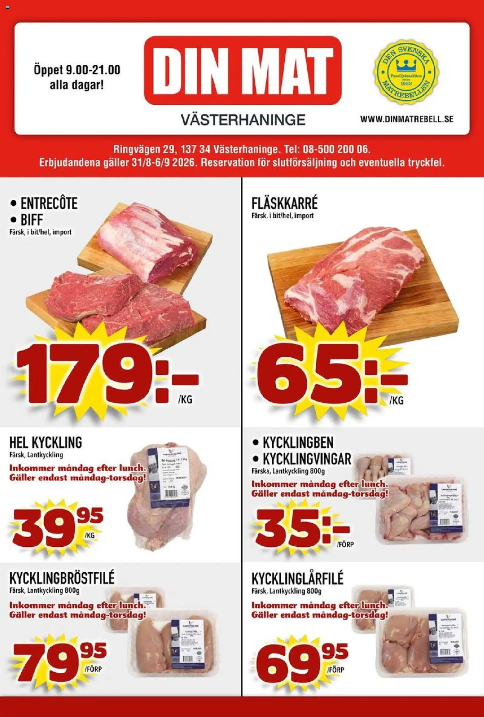 Förhandsgranska reklamblad Din Mat erbjudanden från butik Din Mat gäller från 31/08/2026