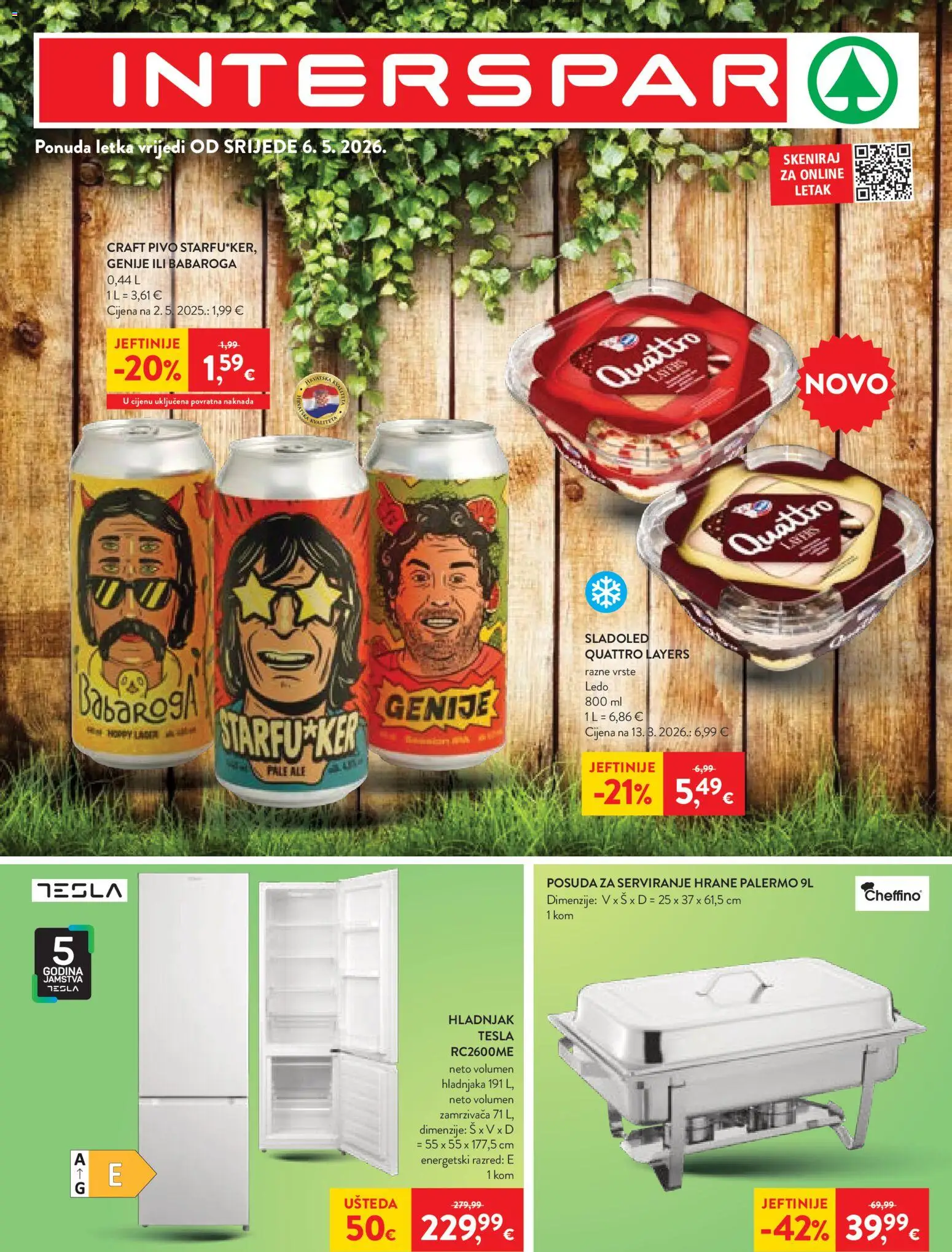 Pregled letka Interspar Katalog trgovine Interspar vrijedi od 06.05.2026 - Sladoled, Hladnjak, Ledo, Pivo