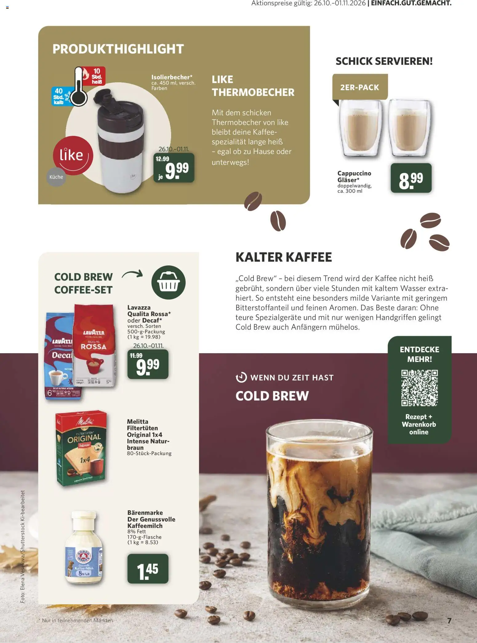 Vorschau von dem Prospekt des Geschäftes Combi, gültig ab dem 31.10.2026 - Kaffee, Küche, Wasser, Milch, Lavazza, Melitta