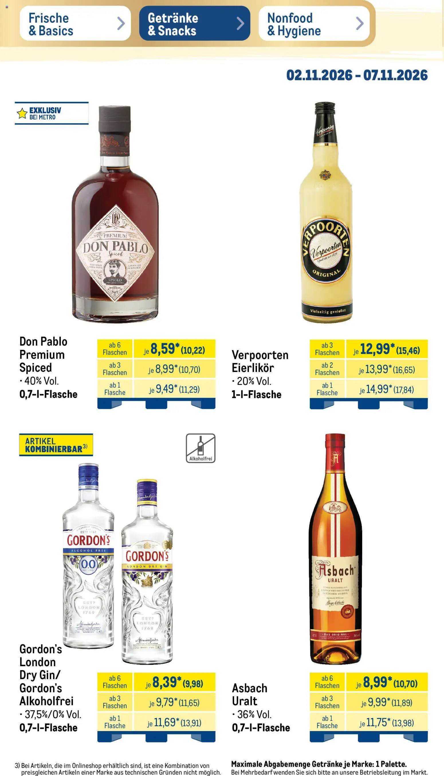 Vorschau von dem Prospekt des Geschäftes Metro, gültig ab dem 02.11.2026 - Wein, Gin, Asbach