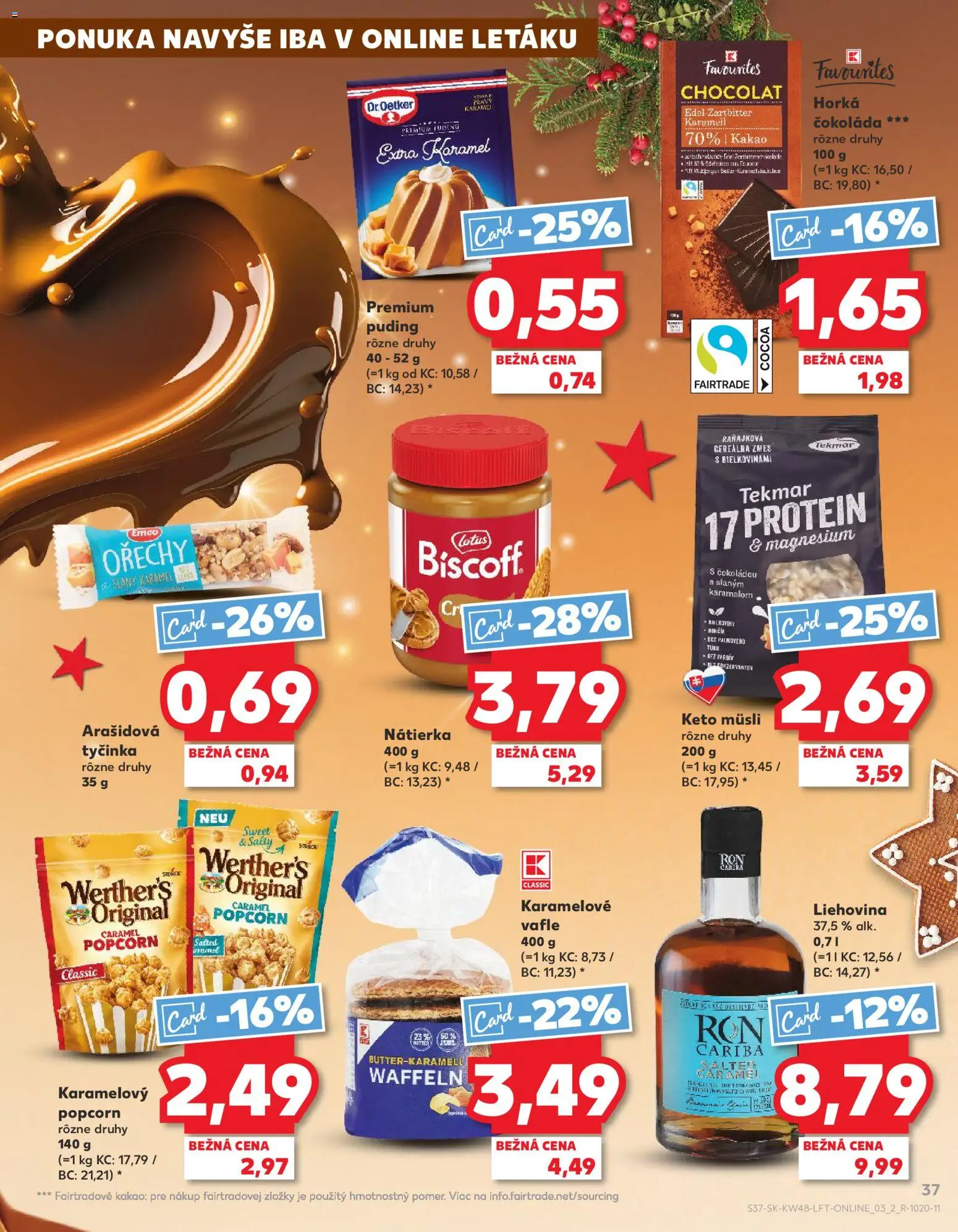 Náhľad Kaufland letáku platného od 27.11.2025 - Protein, Čokoláda, Orechy, Puding, Popcorn, Kakao, Nátierka