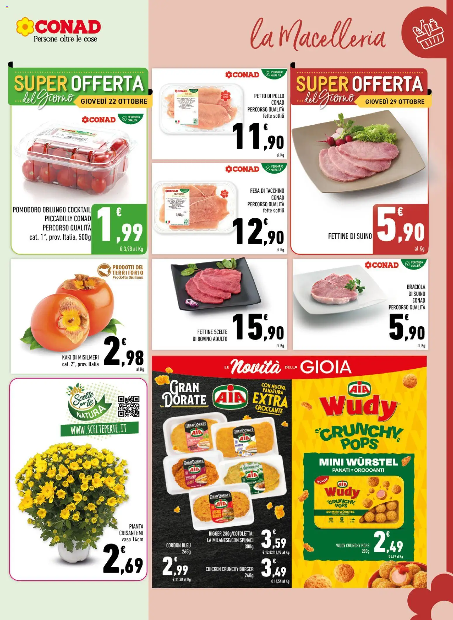 Anteprima dell'opuscolo Conad volantino City Sicilia dal negozio Conad valido da 21/10/2026 - Cocktail, Pollo, Pomodoro, Wurstel, Tacchino, Bovino, Suino, Vaso
