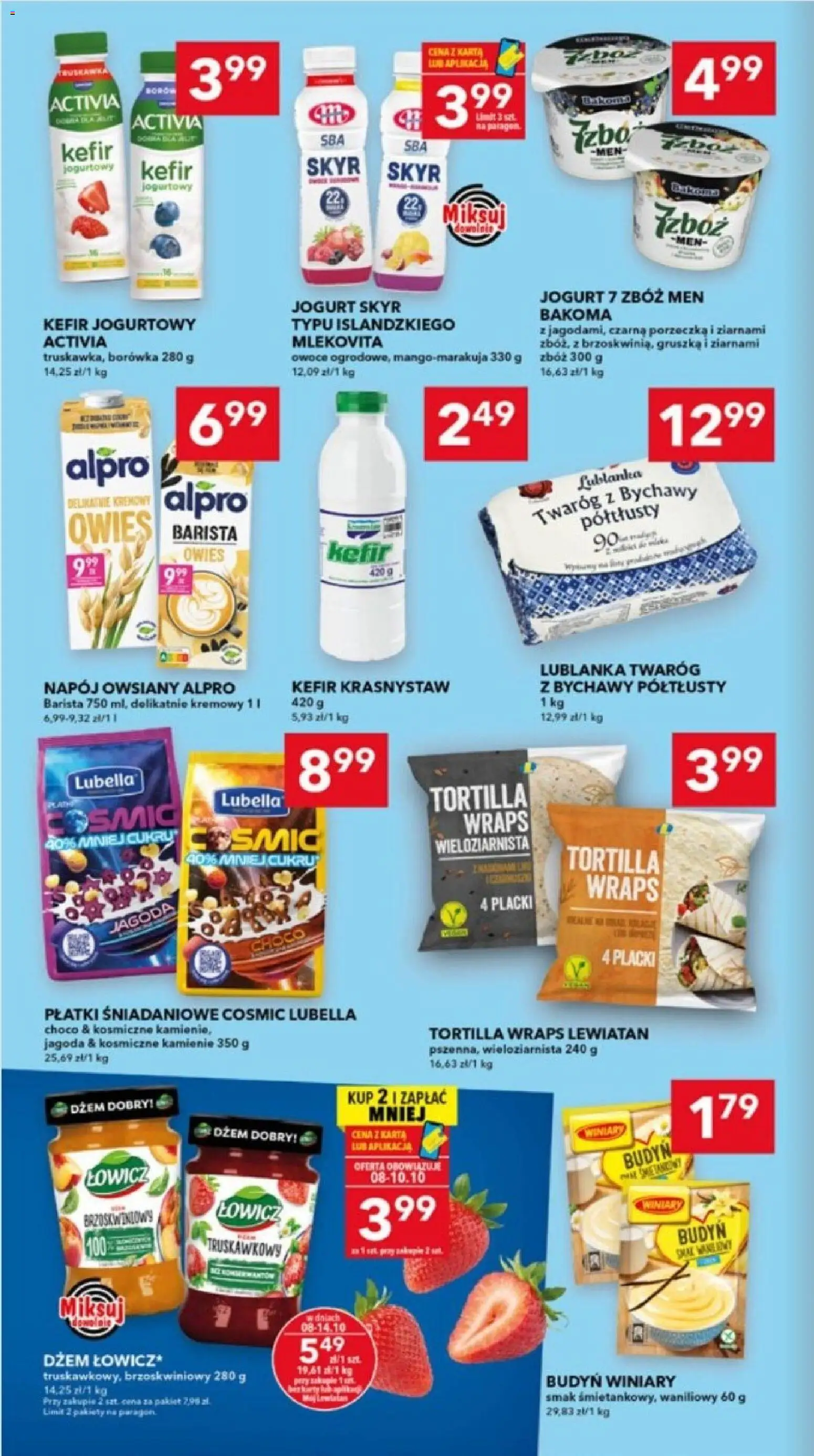 Pogląd gazetki "Lewiatan gazetka - Lublin" ze sklepu Lewiatan ważnej od 08.10.2026 - Skyr, Porzeczka, Twaróg, Jogurt, Płatki, Kefir Krasnystaw, Jogurt Skyr, Tortilla wraps