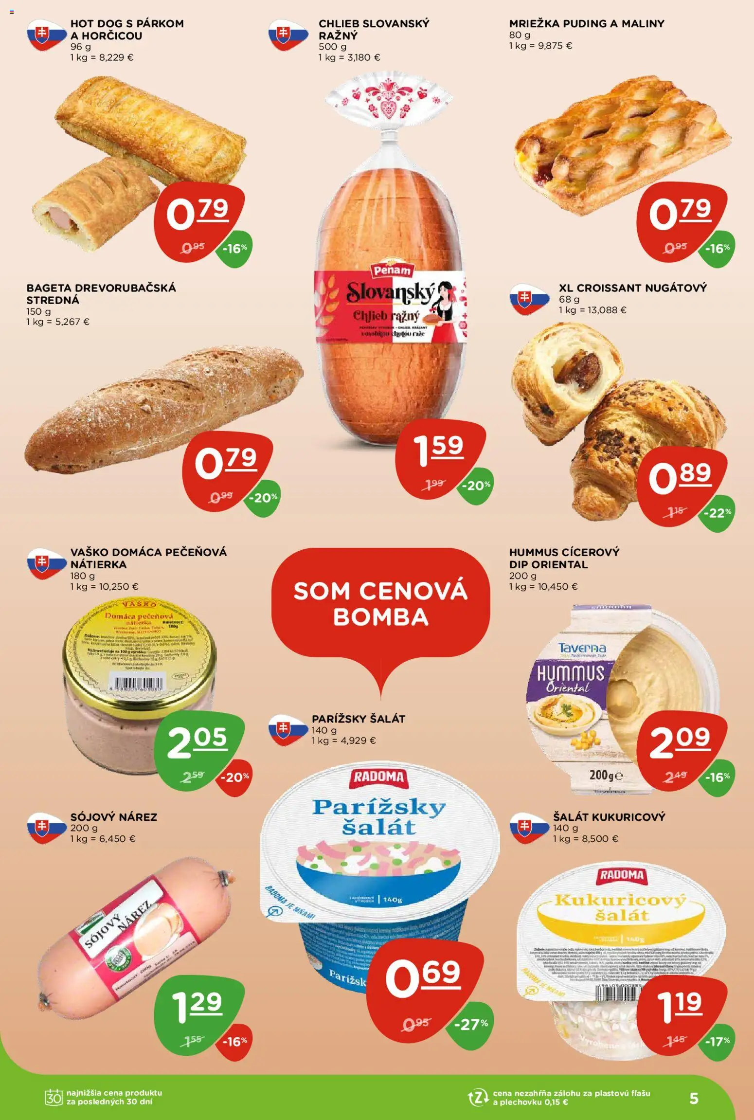 Náhľad Terno letáku platného od 08.10.2026 - Croissant, Šalát, Chlieb, Puding, Hummus, Bageta, Maliny, Nátierka