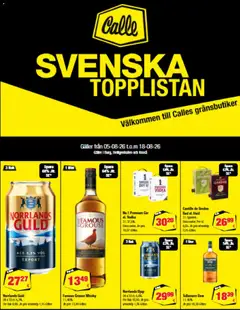 Eksempel på tilbudsavis Calle - Svenska Topplistan fra butik Calle gyldig fra 05/08/2026