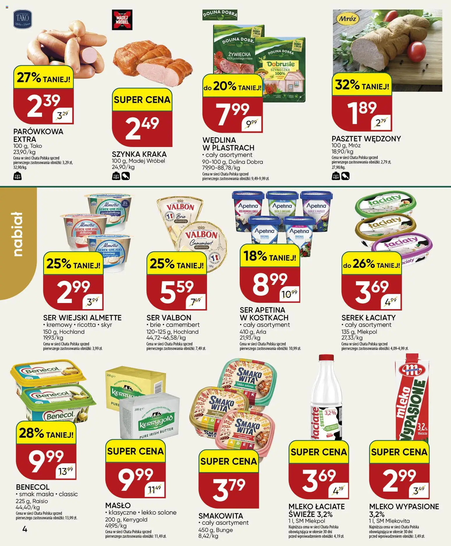 Pogląd gazetki "Chata Polska gazetka" ze sklepu Chata Polska ważnej od 24.09.2026 - Masło, Mleko, Ricotta, Ser, Pasztet, Szynka, Almette, Mleko wypasione