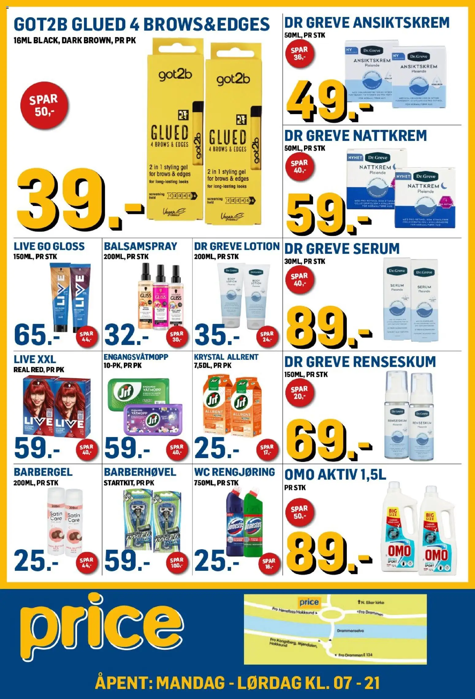 Forhåndsvis Price Lagerbutikk kundeavis fra butikk Price Lagerbutikk gyldig fra 21/10/2026 - Body, Nattkrem, Ansiktskrem, Rom, Barberhøvel, Balsamspray, 1, Engangsvåtmopp