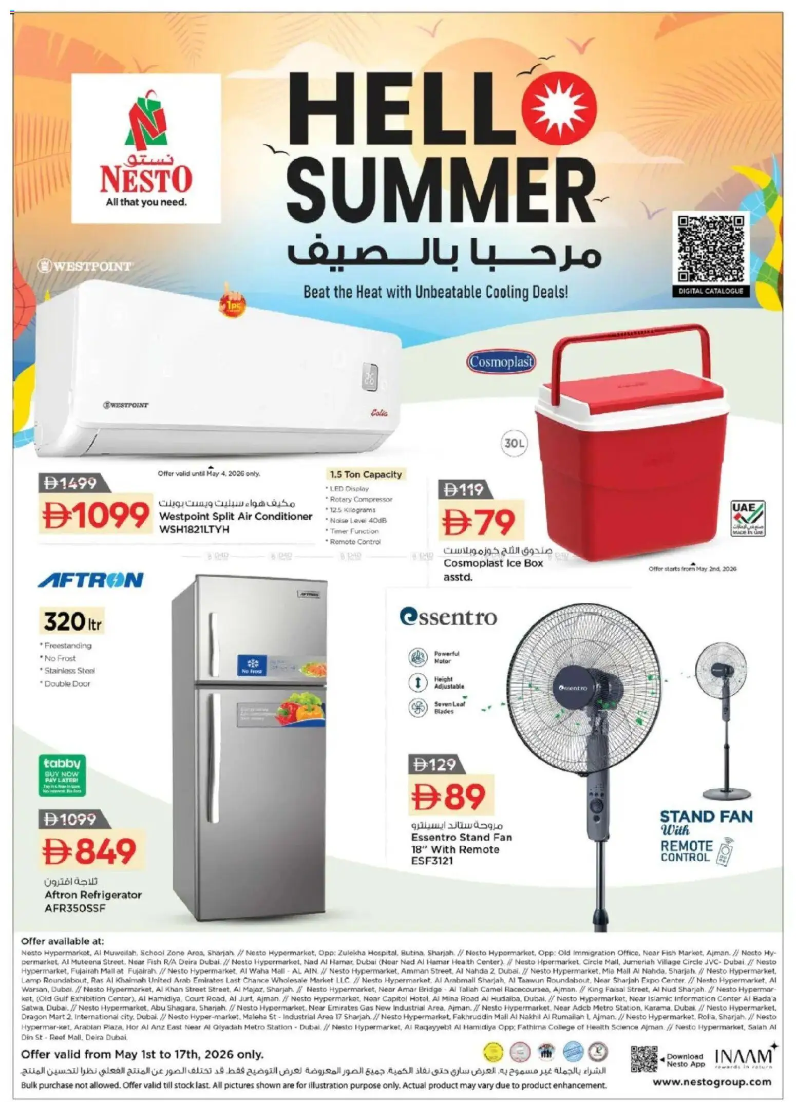 Preview of the catalogue Nesto catalogue of store Nesto valid from 1 May, 2026 - Timer, Fish, Refrigerator, Box, Fan, Lamp, Compressor, Air conditioner