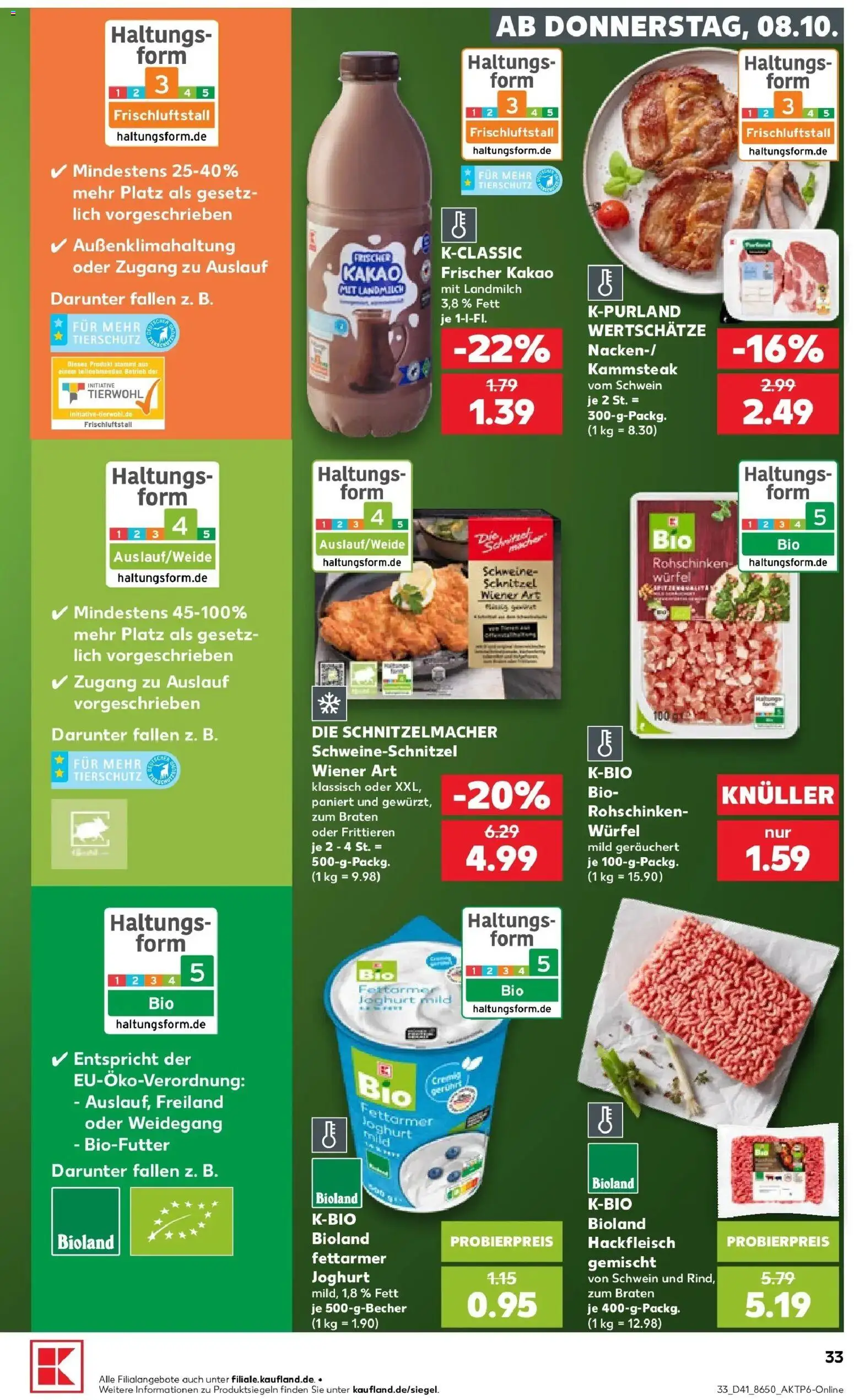 Vorschau von dem Prospekt des Geschäftes Kaufland, gültig ab dem 08.10.2026 - Schnitzel, Joghurt, Hackfleisch
