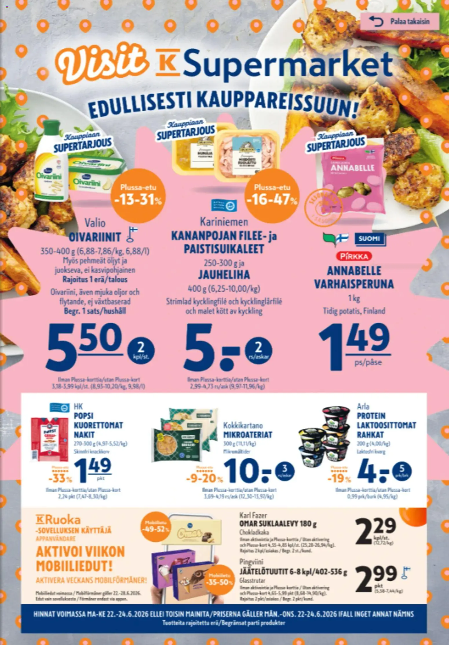 Kaupan K-Supermarket K-Supermarket tarjoukset esikatselu, voimassa 22/06/2026