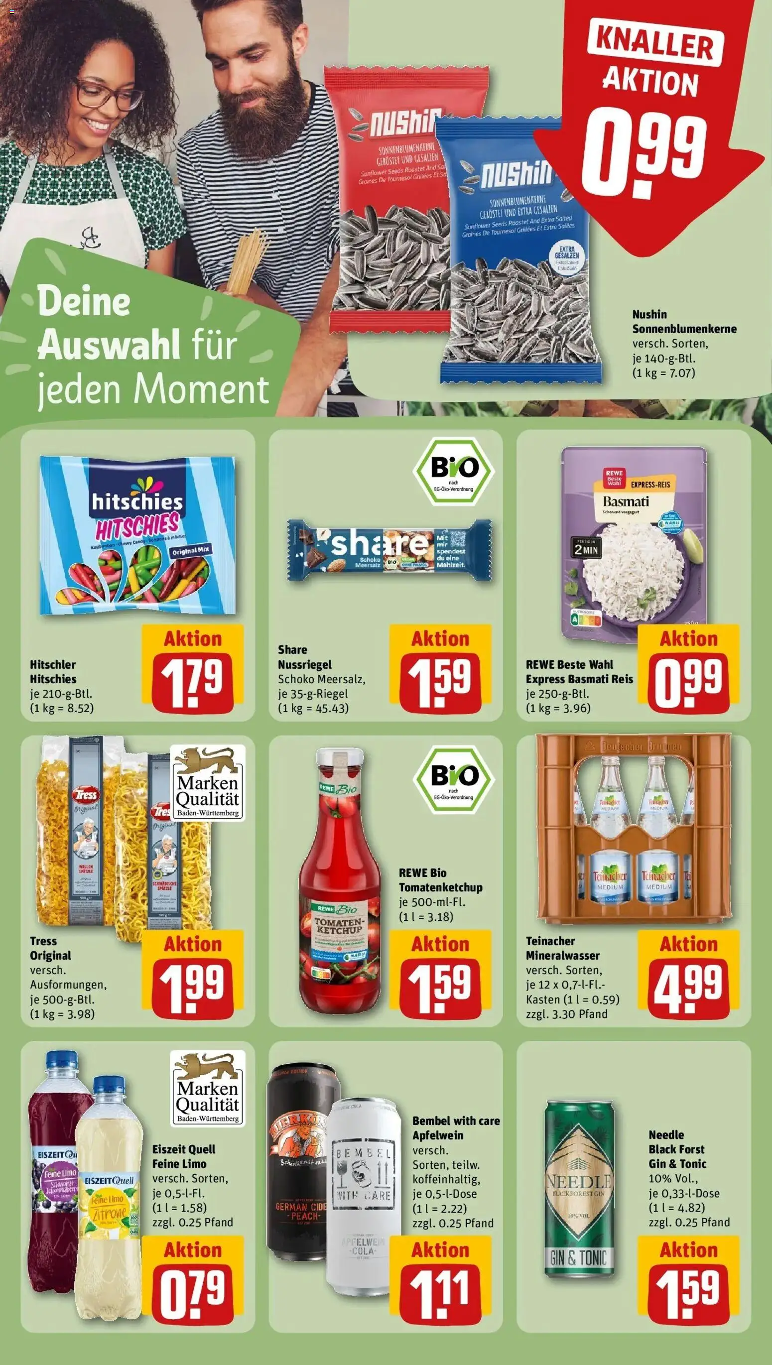 Vorschau von dem Prospekt des Geschäftes Rewe, gültig ab dem 05.04.2026 - Cola, Mineralwasser, Gin, Reis, Zitrone, Tomaten, Ketchup