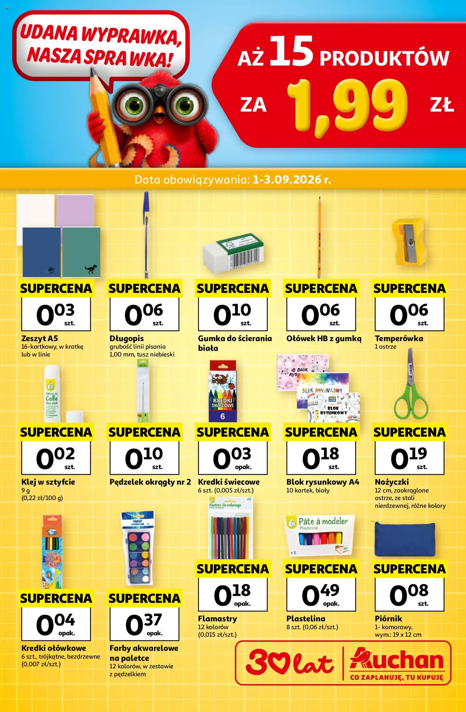 Pogląd gazetki "Auchan gazetka - Wyprawka Hipermarket" ze sklepu Auchan ważnej od 01.09.2026
