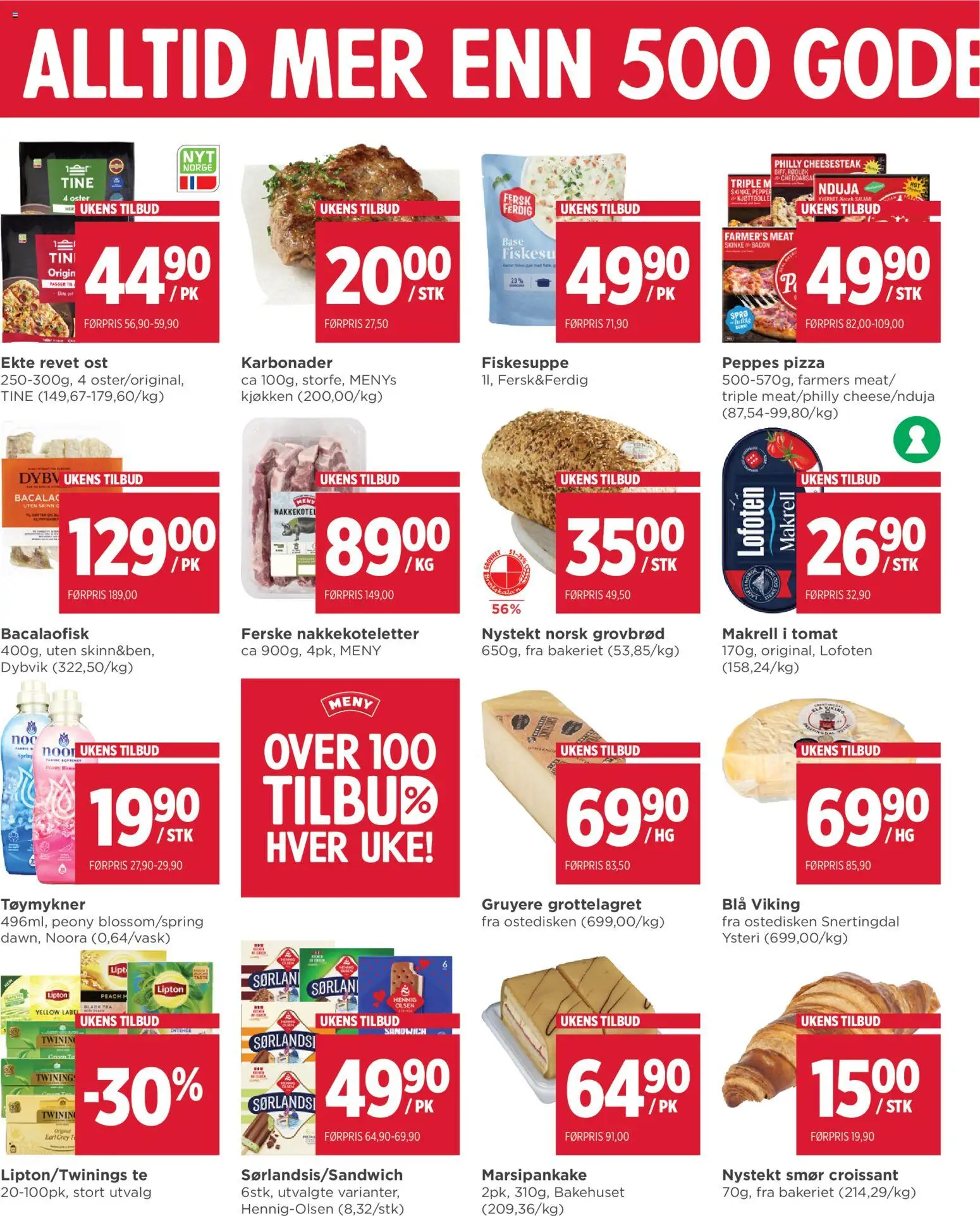 Forhåndsvis Meny kundeavis fra butikk Meny gyldig fra 12/10/2026 - Grovbrød, Nduja, Smør, Pizza, Karbonader, Bacalao, Rødløk, Makrell