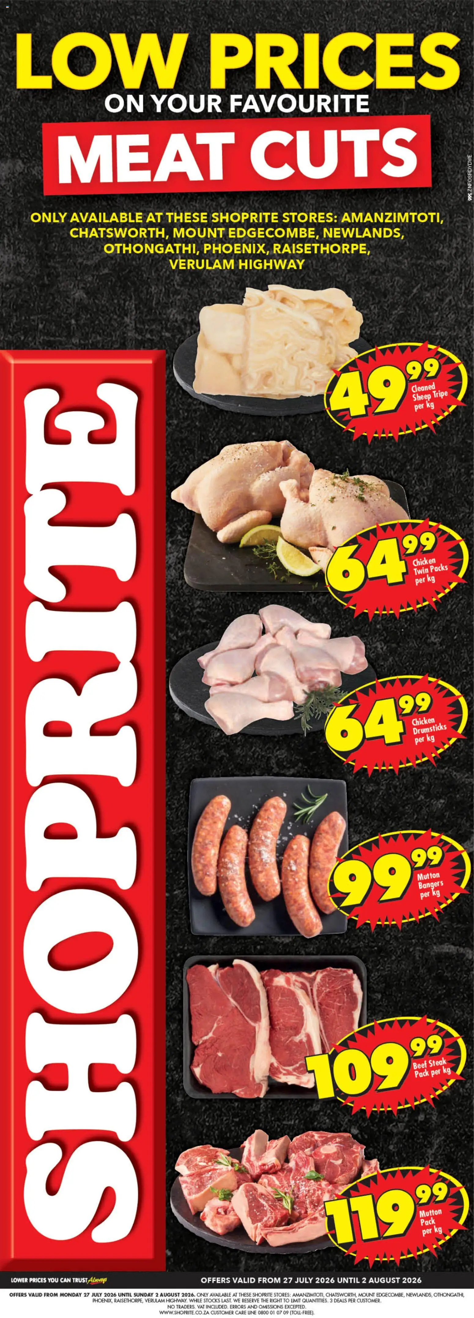 Preview of Shoprite flyer valid from 27/07/2026 - Chicken, Steak, Beef