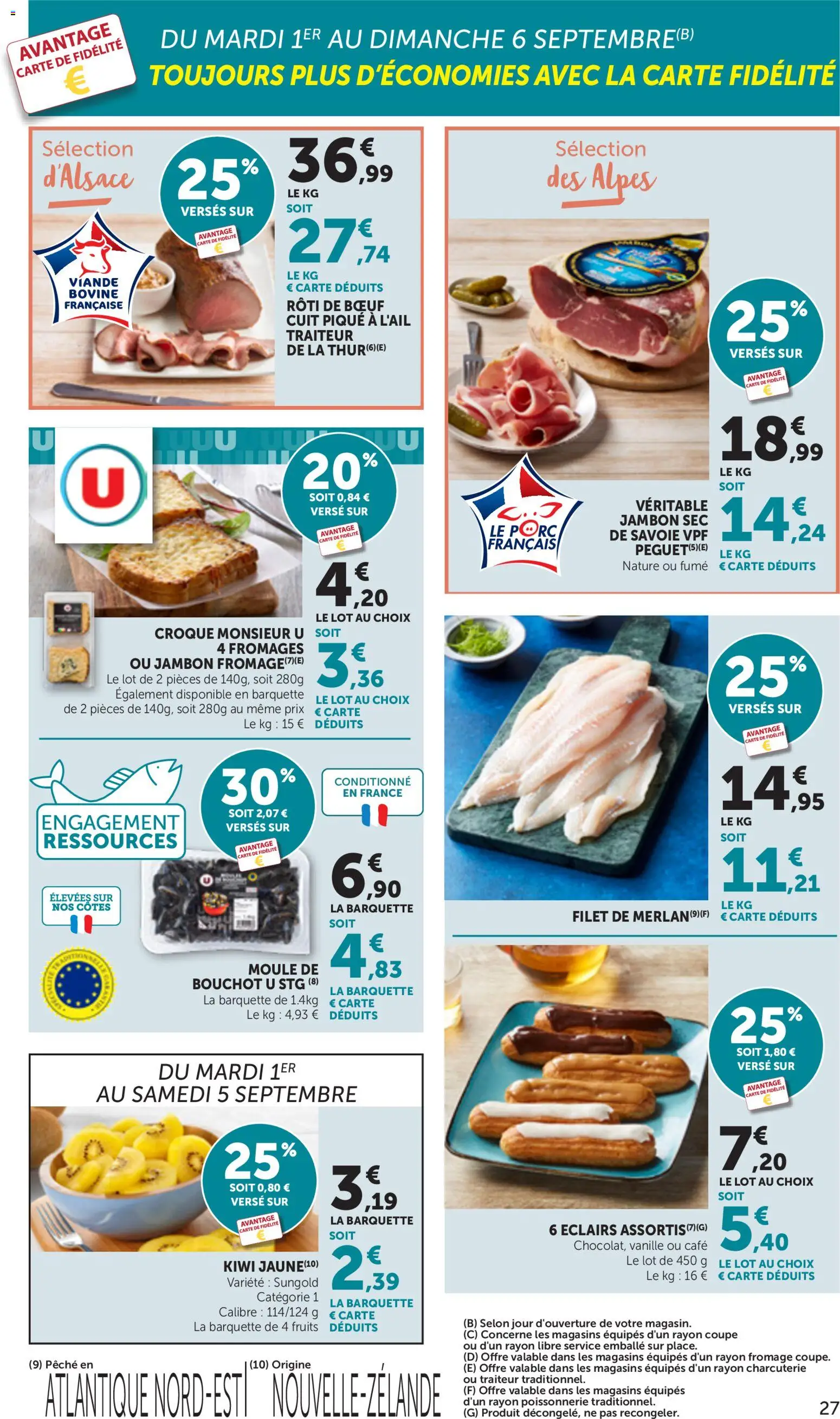 Prévisualisation de bi1 Catalogue la beaute à prix bas du magasin bi1 formulaire valide 01/09/2026 - Café, Fromage, Croque monsieur, Pêche, Rôti de bœuf, Jambon, Vanille, Porc