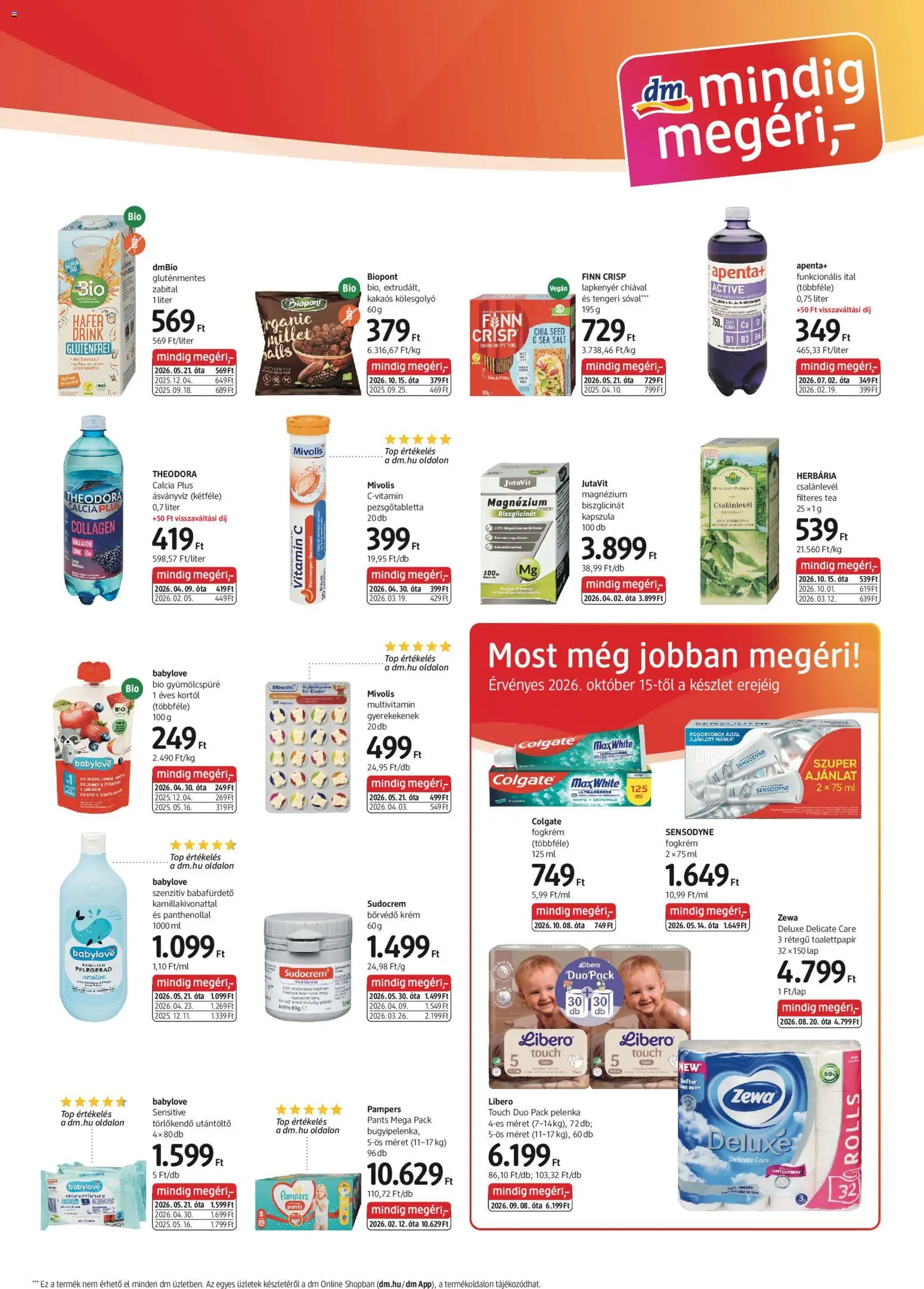 DM Drogerie Markt - DM Drogerie Markt akciós újság megtekintése, amely érvényes 2026.10.15.-től - Fogkrém, Krém, Pezsgőtabletta, Vitamin c, Törlőkendő, Zewa, Biopont, Utántöltő