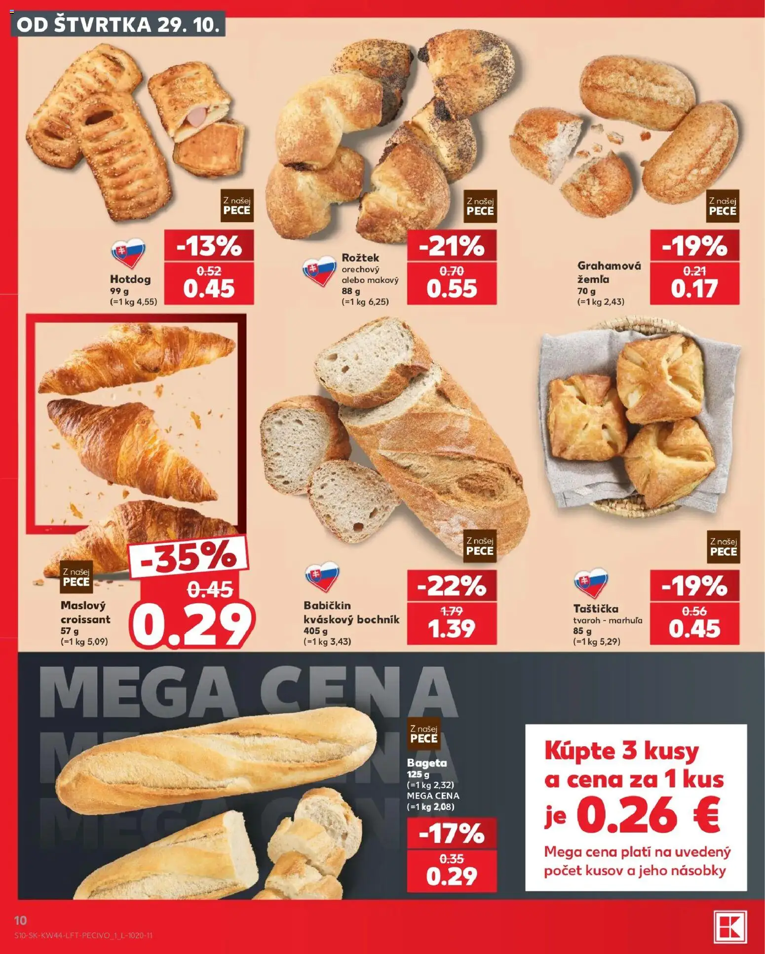 Náhľad Kaufland letáku platného od 29.10.2026 - Tvaroh, Croissant, Bageta