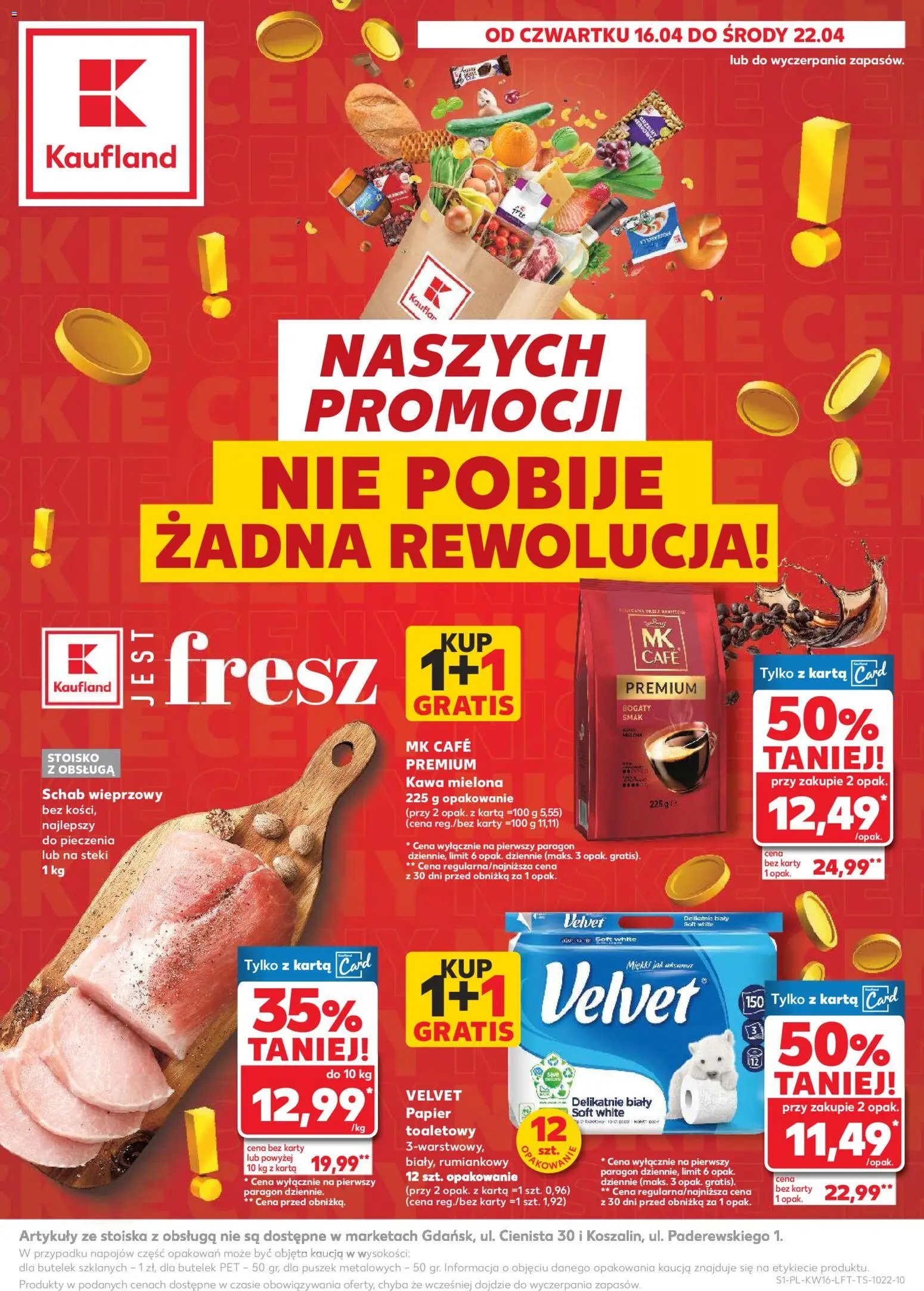 Pogląd gazetki "Kaufland gazetka" ze sklepu Kaufland ważnej od 16.04.2026 - Kawa, Schab, Karta, Steki, Kawa mielona, Schab wieprzowy