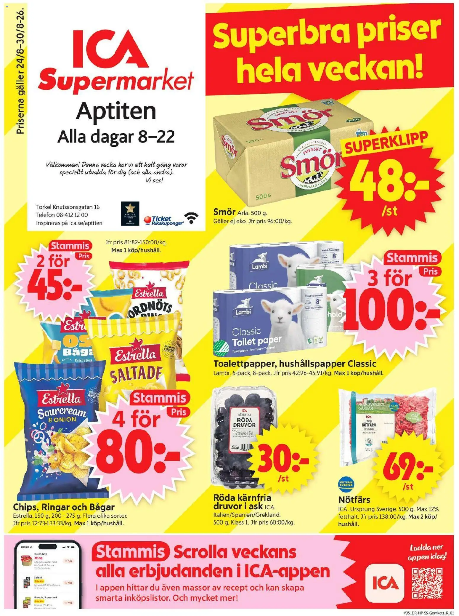 Förhandsgranska reklamblad ICA Supermarket erbjudanden från butik ICA Supermarket gäller från 24/08/2026