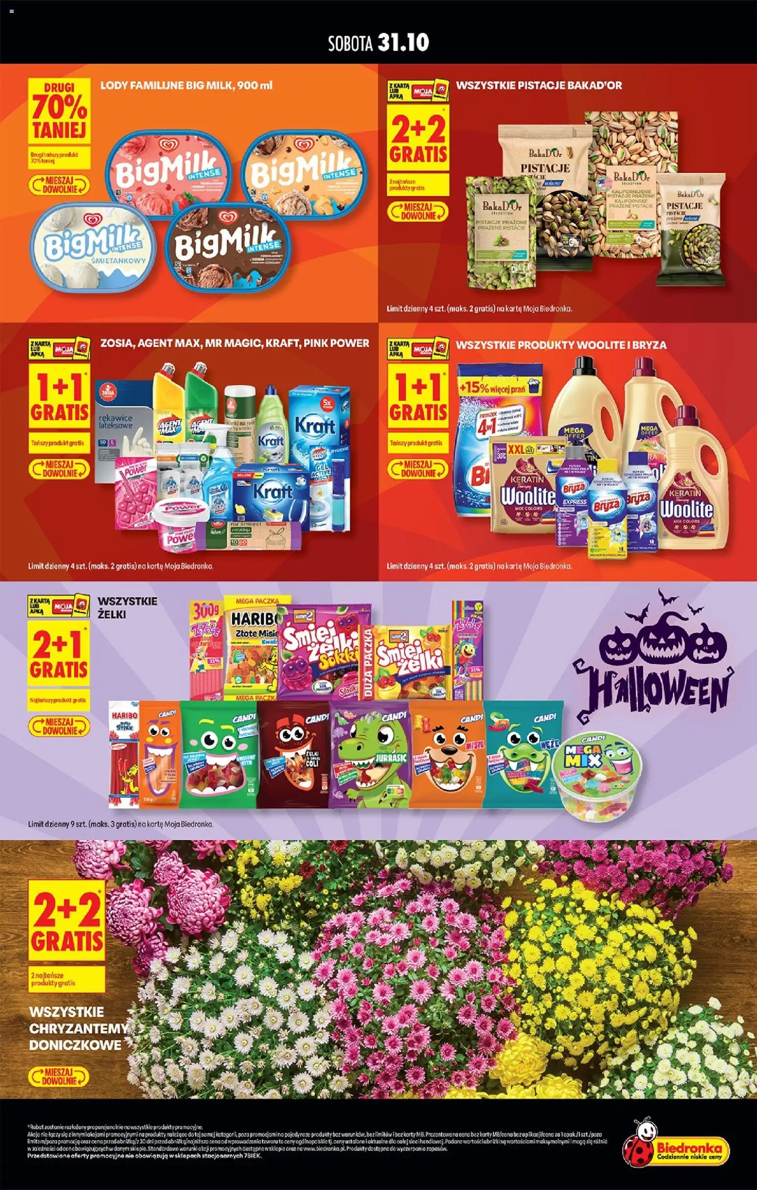 Pogląd gazetki "Biedronka gazetka - Super okazje na koniec miesiąca" ze sklepu Biedronka ważnej od 31.10.2026 - Lody, Pączki, Pistacje, Chryzantemy, Żelki, Karta, Detergent, Lody familijne