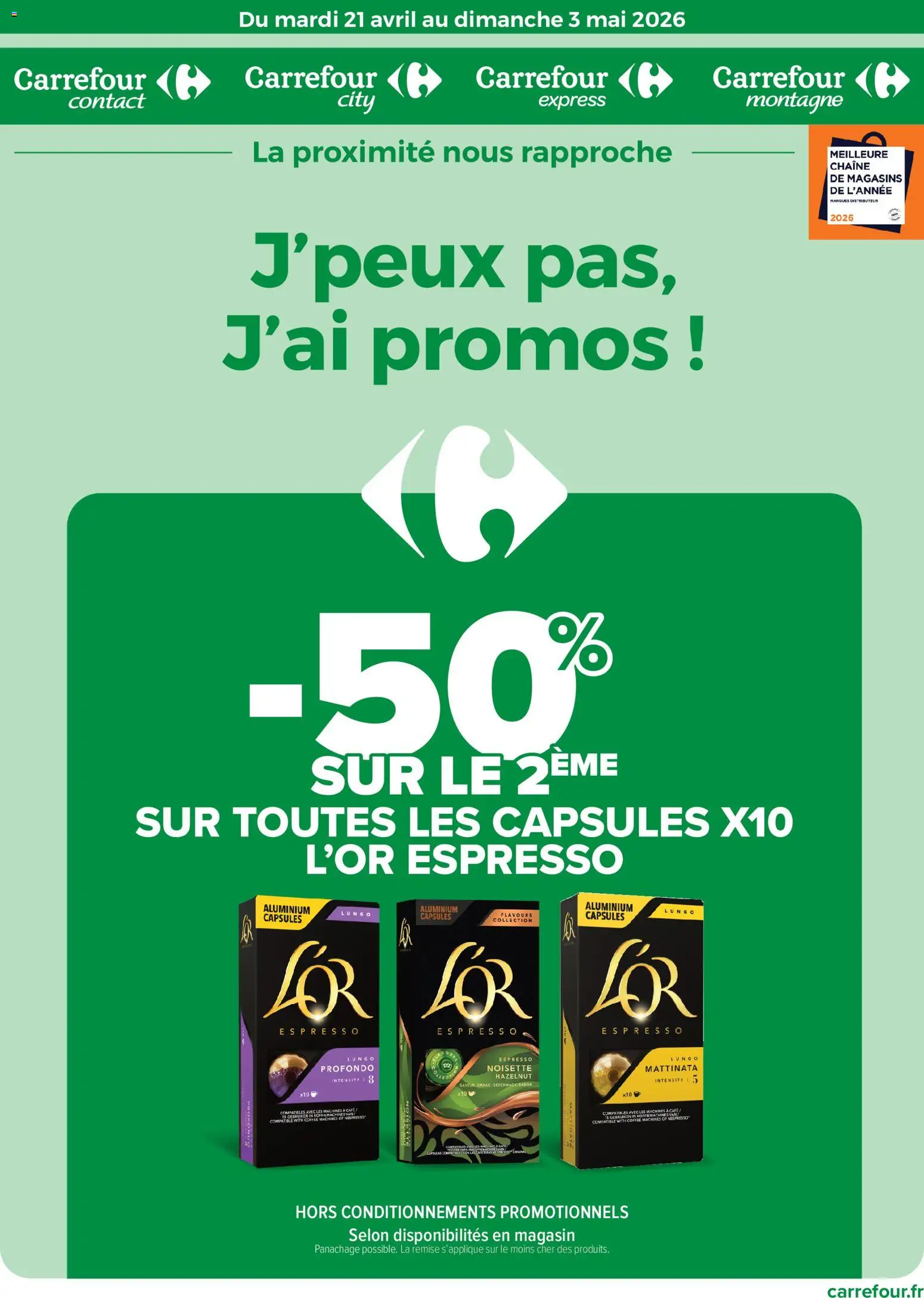 Prévisualisation de Carrefour City catalogue du magasin Carrefour City formulaire valide 21/04/2026 - Café, Nespresso, Distributeur, Noisette, Blé, Capsules, L'or espresso