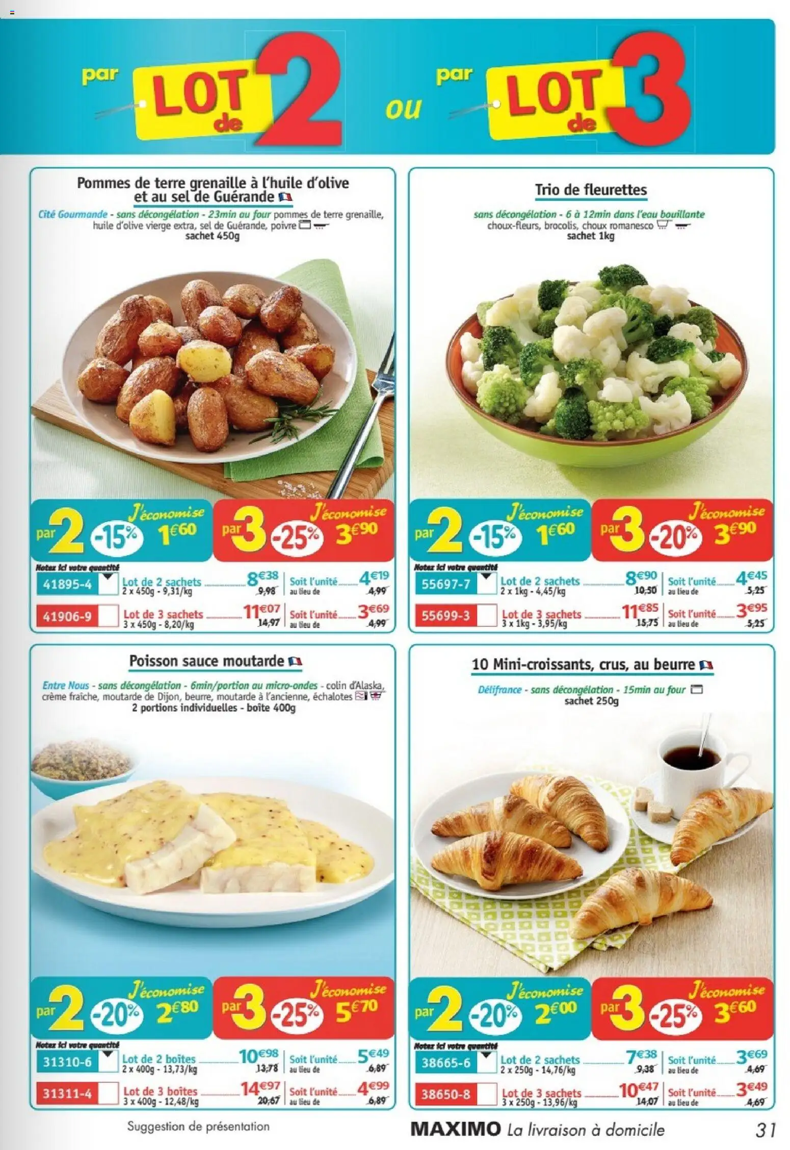 Prévisualisation de Maximo catalogue du magasin Maximo formulaire valide 26/10/2026 - Poisson, Four, Pommes de terre grenaille, Beurre, Échalotes, Sel, Huile, Moutarde