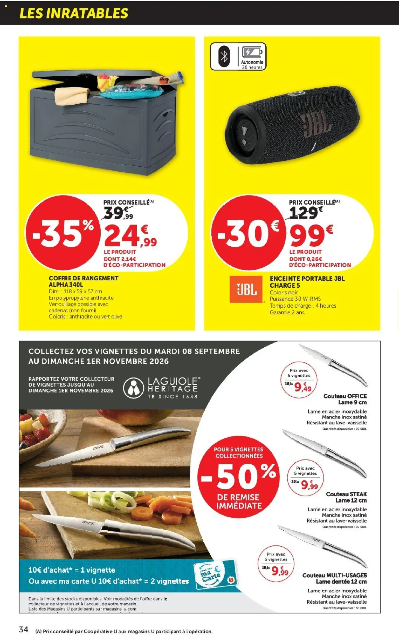 Prévisualisation de Hyper U catalogue du magasin Hyper U formulaire valide 08/09/2026 - JBL, Enceinte, Steak, Cadenas, Olive, Portable, Coffre de rangement