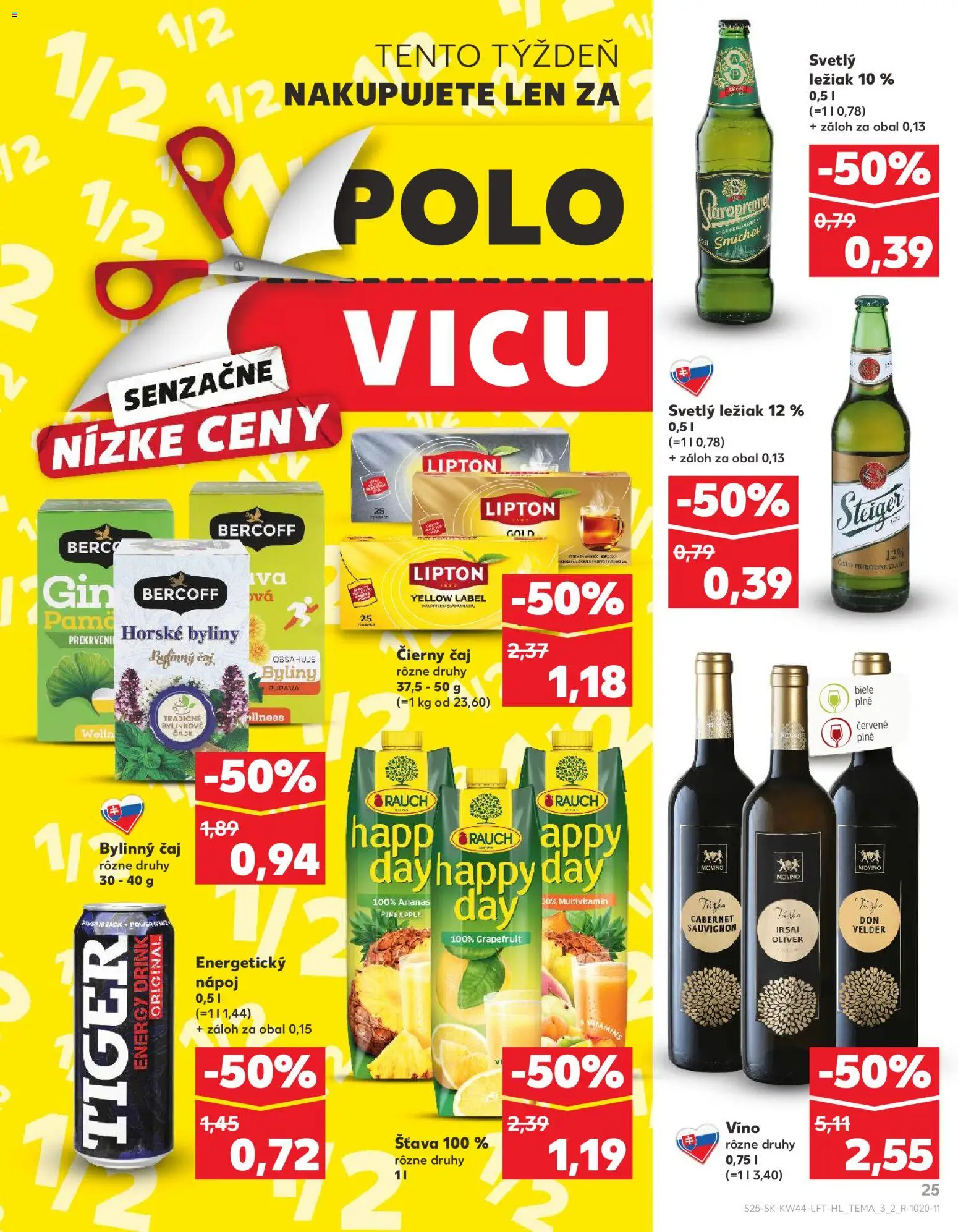 Náhľad Kaufland letáku platného od 30.10.2025 - Víno, Staropramen, Grapefruit, Čierny čaj, Steiger, Energetický nápoj, Šťava, Bylinný čaj