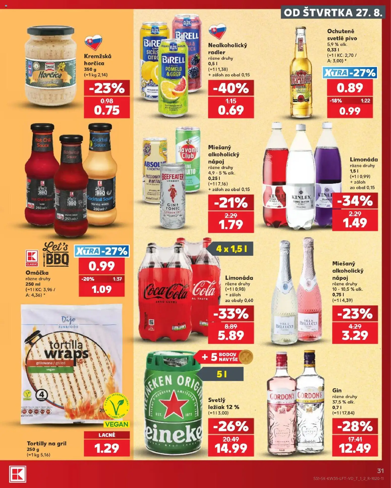 Náhľad Kaufland letáku platného od 27.08.2026 - Coca cola, Tortilla, Pomelo, Beefeater, Tonic, Cola, Tortilly, Limonáda