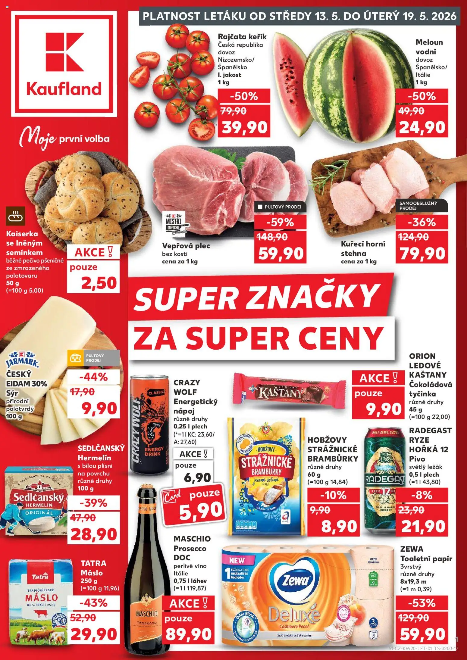 Náhled nabídky: Kaufland Kaufland leták - Brno platný od 13.05.2026 - Pivo, Sýr, Víno, Eidam, Sedlčanský Hermelín, Prosecco DOC, Zewa, Čokoládová tyčinka
