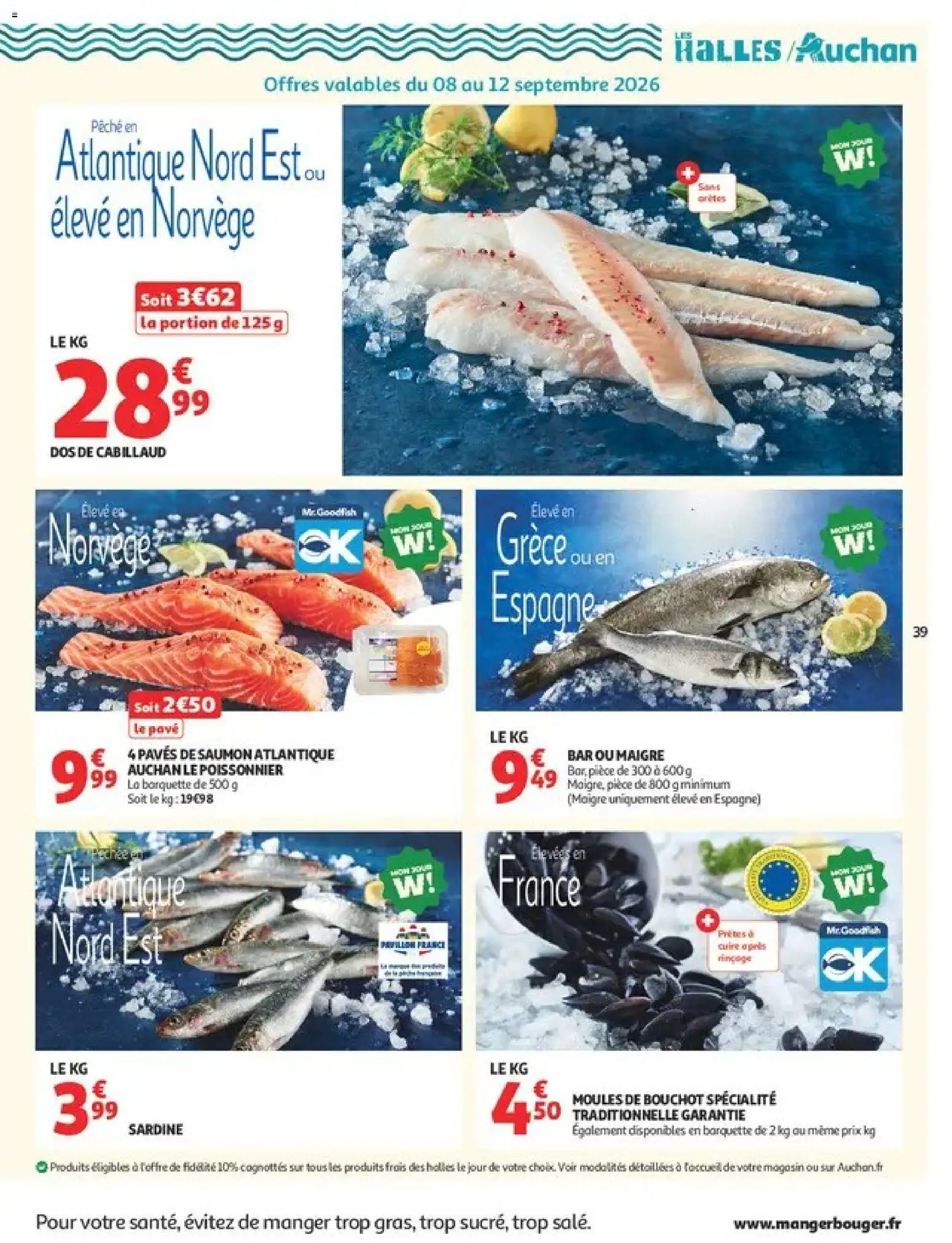 Prévisualisation de Auchan Ménage rentrée hypers du magasin Auchan formulaire valide 08/09/2026 - Moules, Pêche, Saumon, Sardine, Dos de cabillaud, Moules de bouchot