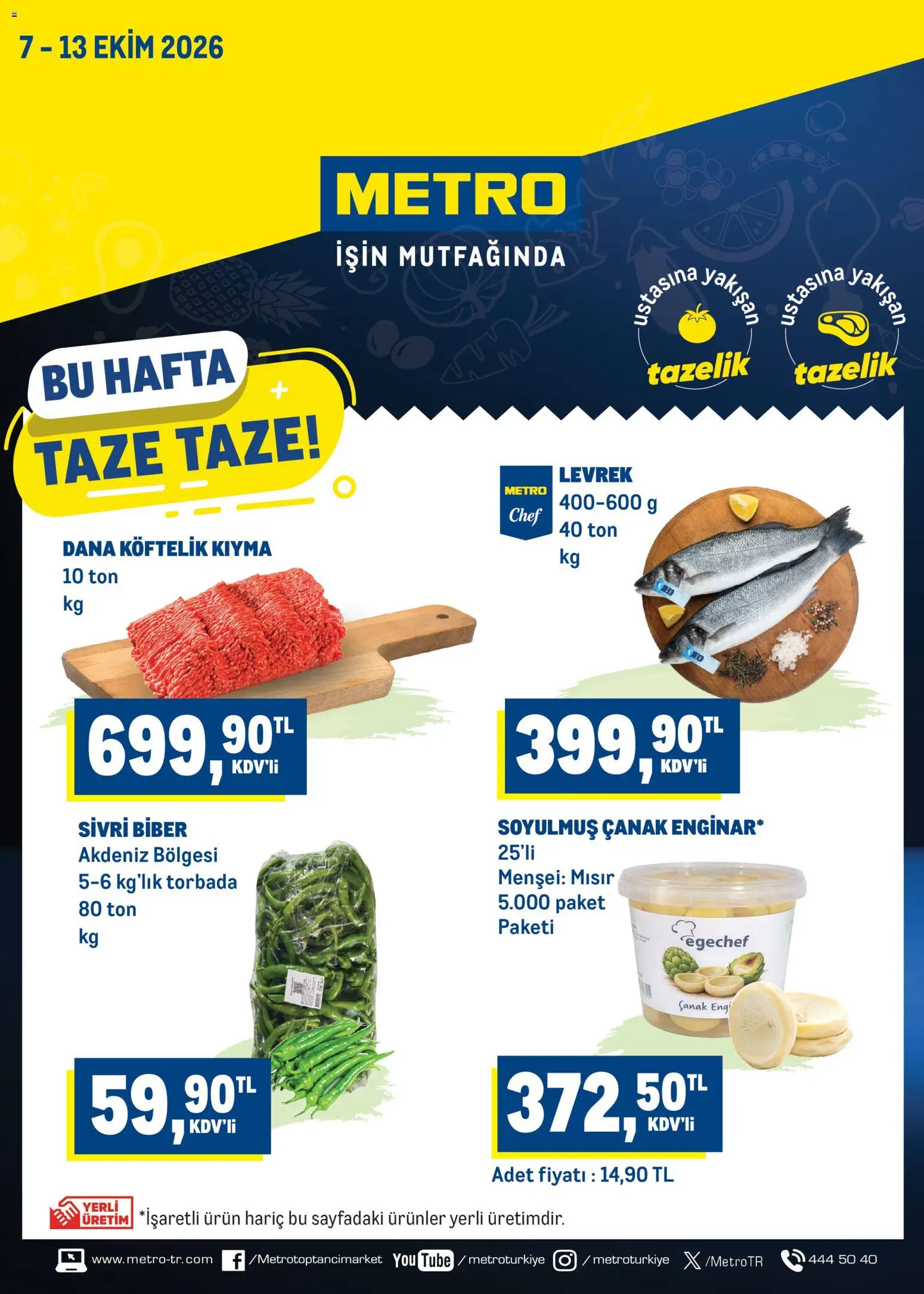 Metro Metro Katalog 07.10.2026 - Broşürünün önizlemesi - Mısır, Kıyma, Levrek, Biber