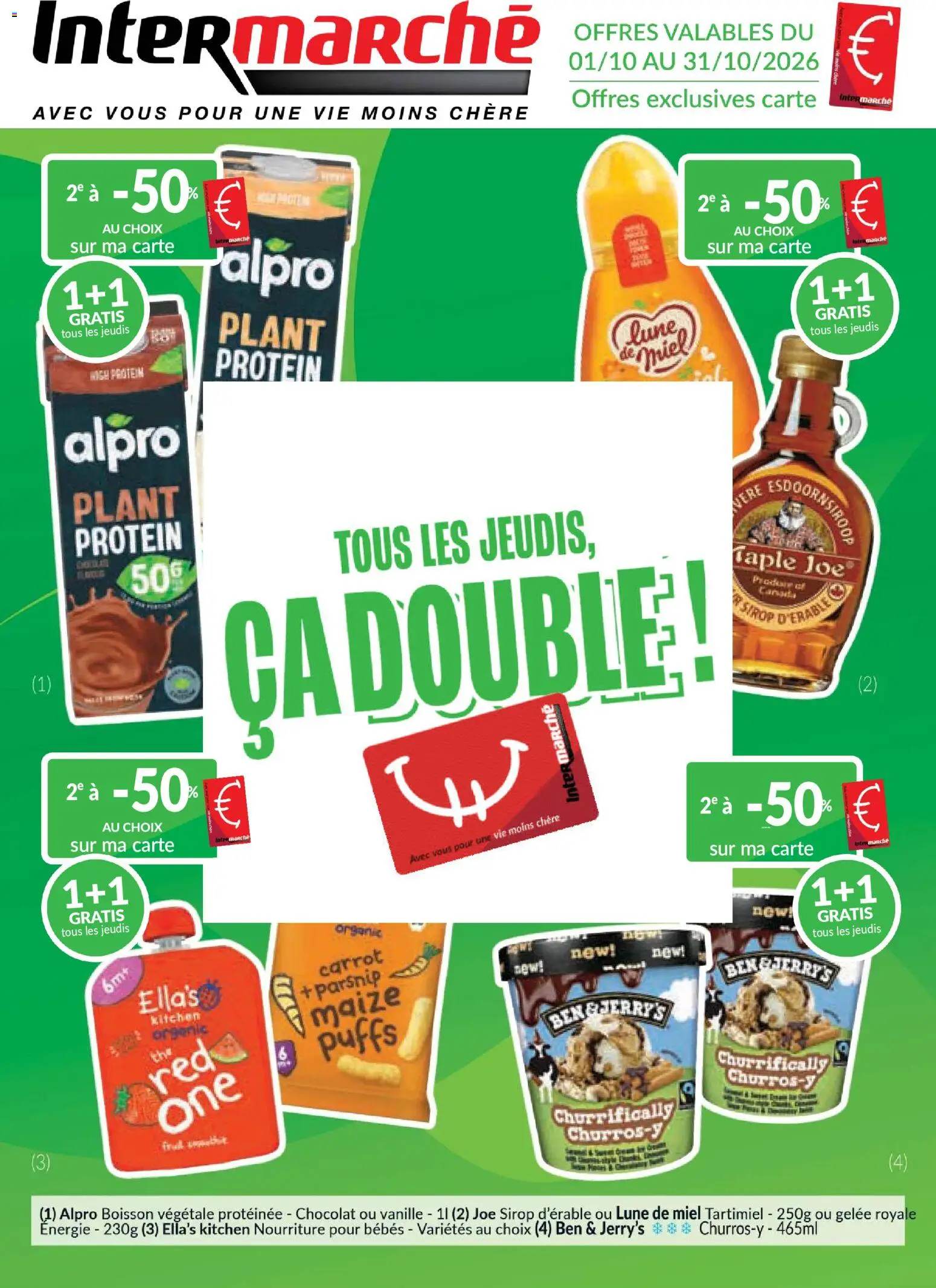 Voorbeeld van Intermarché Les offres d’octobre avec la carte van winkel Intermarché geldig vanaf 01/10/2026 - Fruit, Smoothie, Vanille