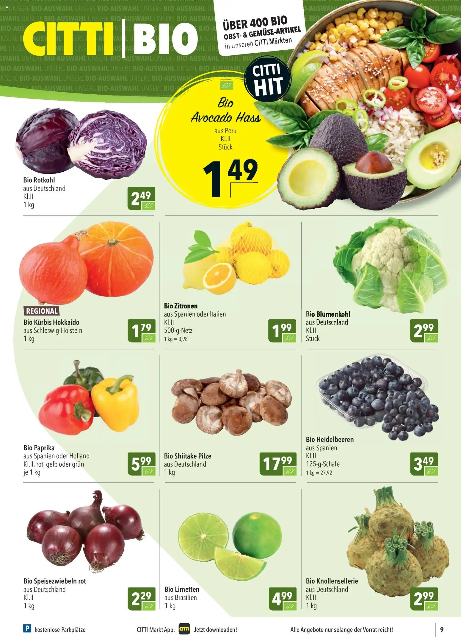 Vorschau von dem Prospekt des Geschäftes CITTI Markt, gültig ab dem 28.10.2026 - Avocado, Kürbis, Blumenkohl, Obst, Rotkohl, Paprika, Zitronen, Limetten
