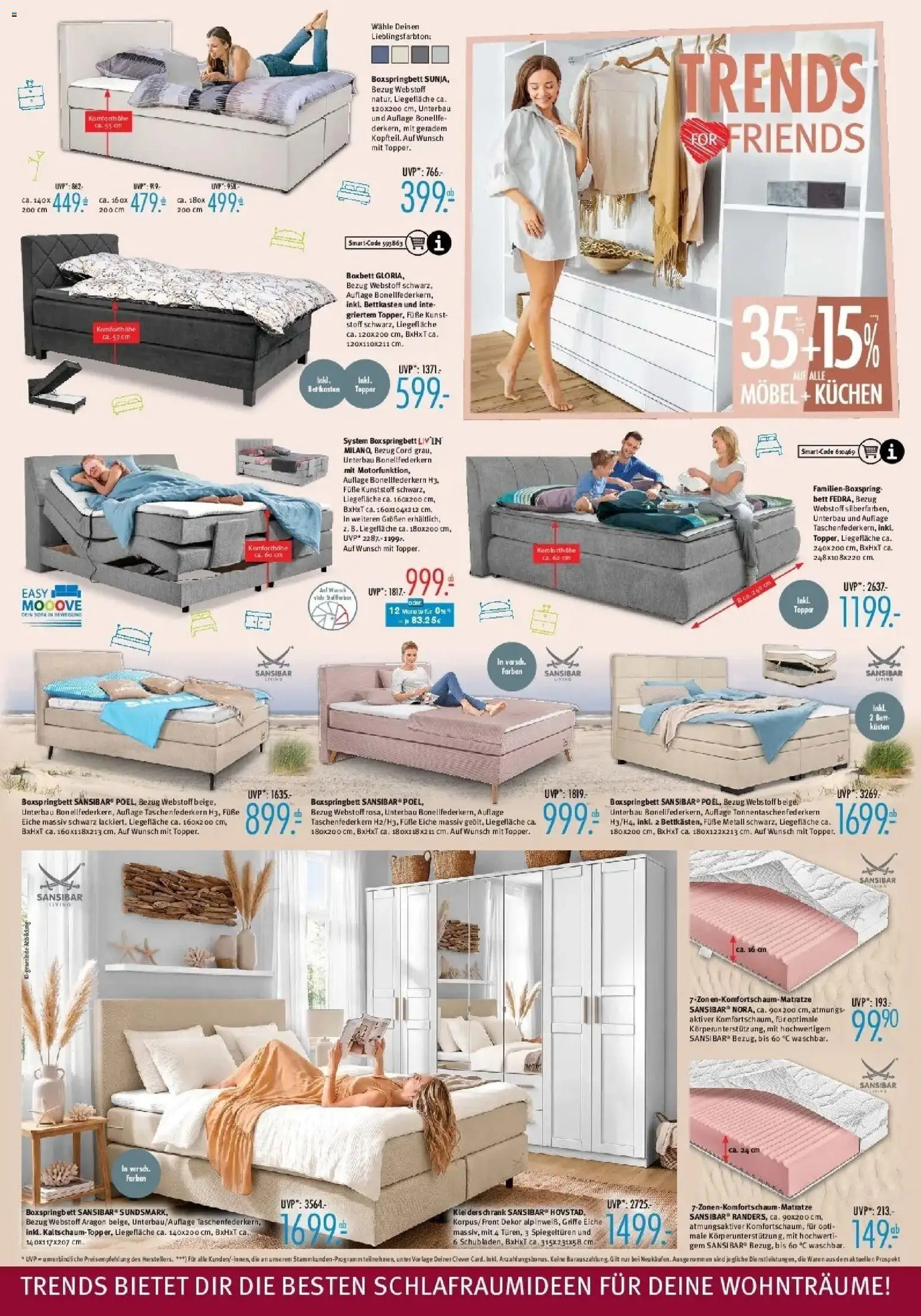 Vorschau von dem Prospekt des Geschäftes Trends, gültig ab dem 31.10.2026 - Kleiderschrank, Sofa, Kuchen, Boxspringbett, Bett, Topper